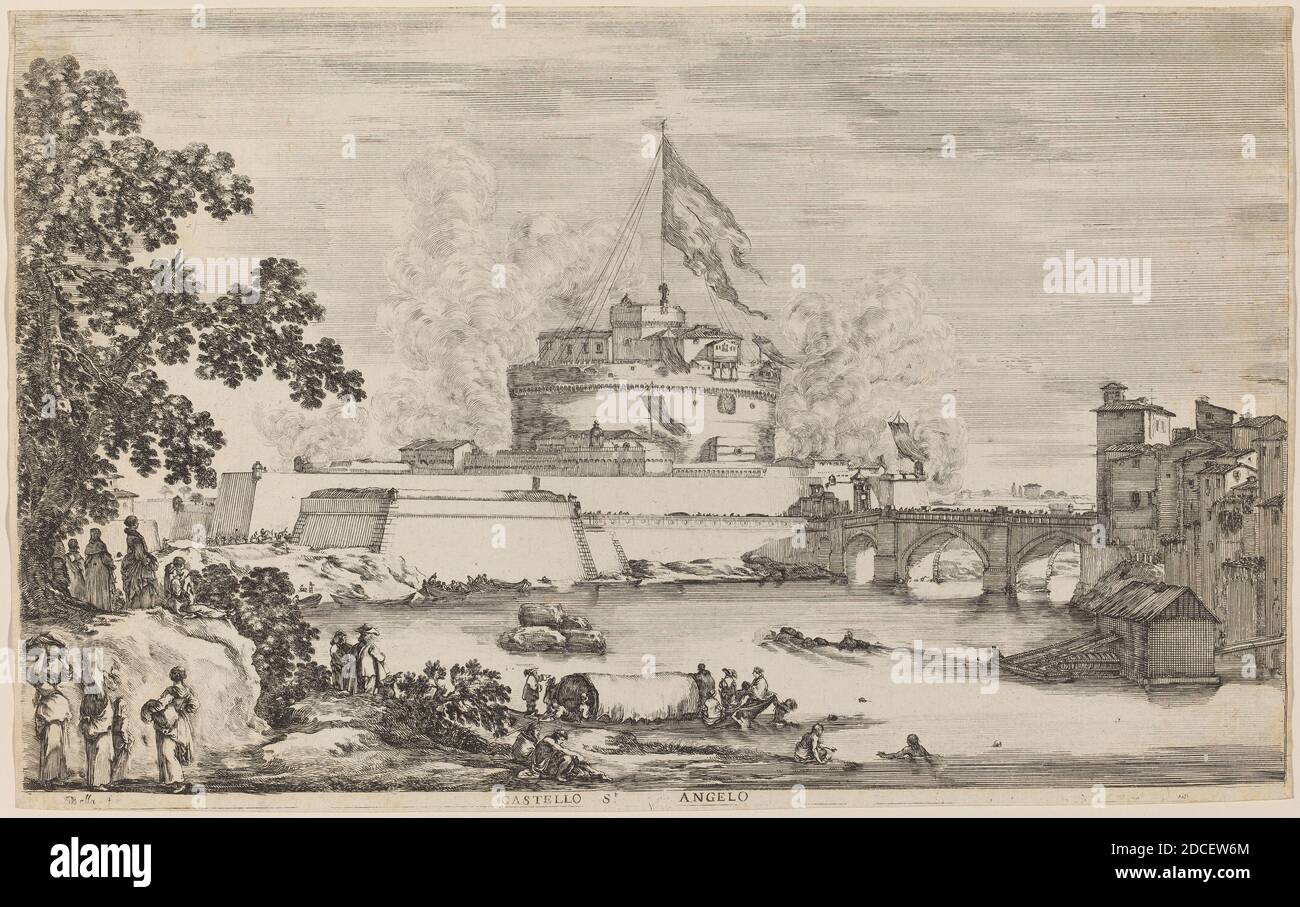 Stefano Della Bella, (artiste), Florentine, 1610 - 1664, Castel Sant'Angelo, Rome, ch. 1634, gravure Banque D'Images