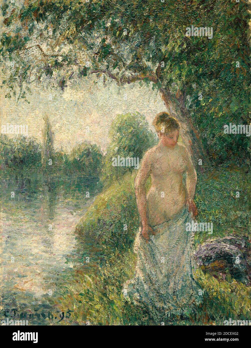 Camille Pissarro, (artiste), Français, 1830 - 1903, le Bather, 1895, huile sur toile, total: 35.3 x 27.3 cm (13 7/8 x 10 3/4 po.), encadré: 53.7 x 45.1 x 5.7 cm (21 1/8 x 17 3/4 x 2 1/4 po Banque D'Images