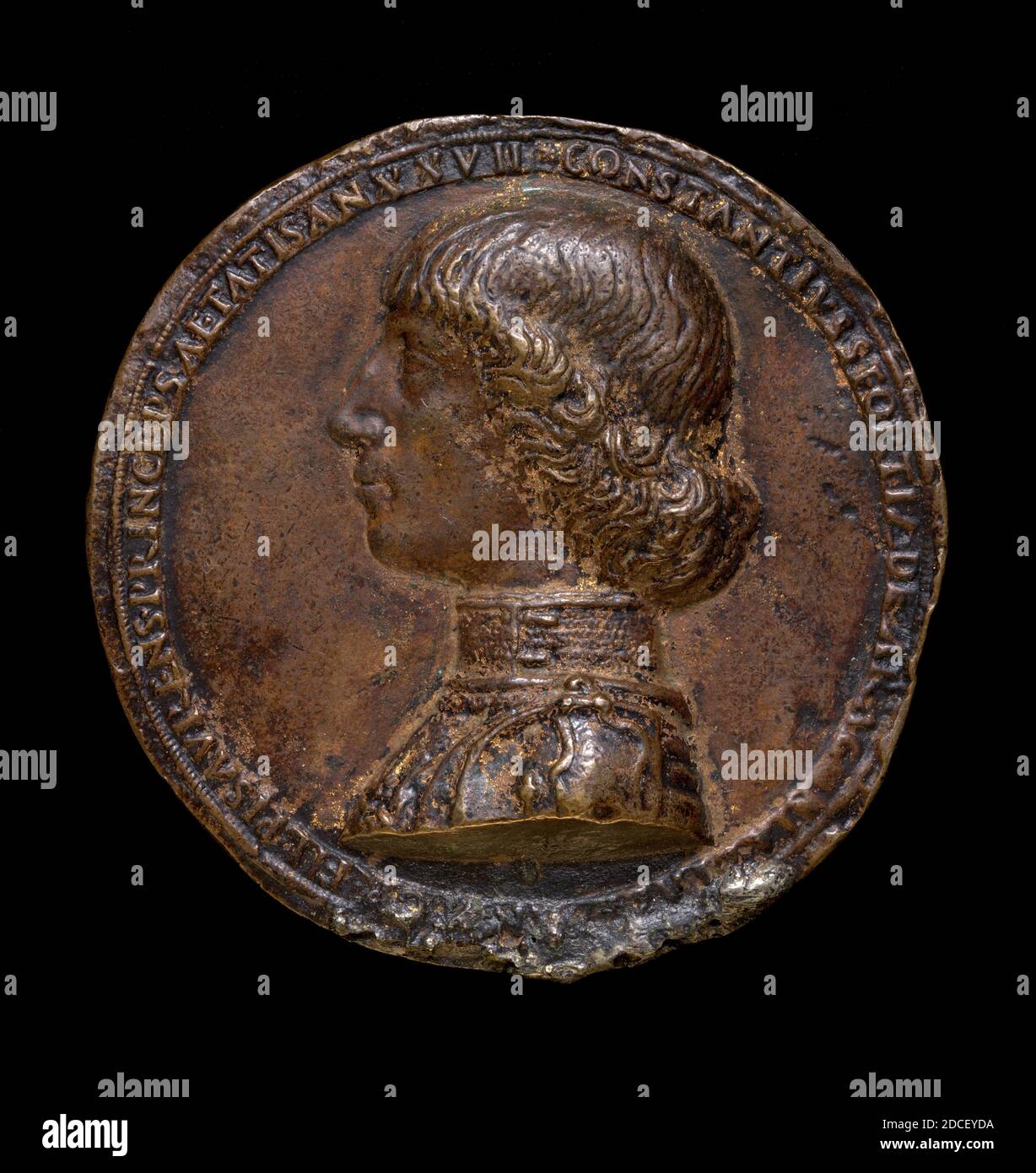 Gianfrancesco Enzola, (artiste), Parmese, active 1455/1478, Costanzo Sforza, 1447-1483, Seigneur de Pesaro 1473, 1475, bronze/ancienne fonte, non taillée, hors tout (diamètre): 8.23 cm (3 1/4 in.), poids brut: 152.01 gr (0.335 lb.), axe: 12:00 Banque D'Images