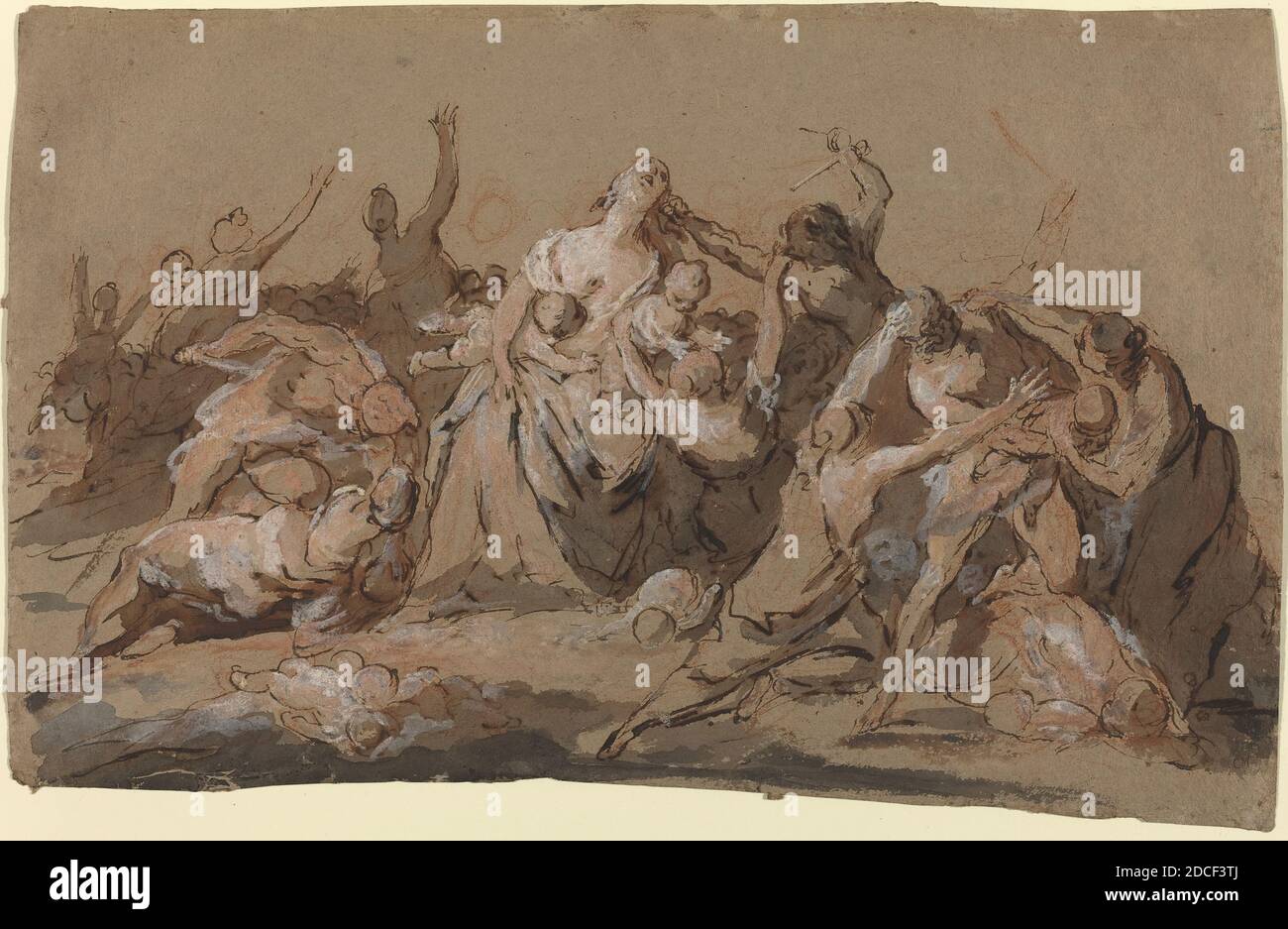 Giovanni Antonio Pellegrini, (artiste), Venetian, 1675 - 1741, le massacre des innocents, stylo et encre brune avec lavage gris et gouache blanc accentuant sur la craie rouge, total: 27 x 41.9 cm (10 5/8 x 16 1/2 po Banque D'Images