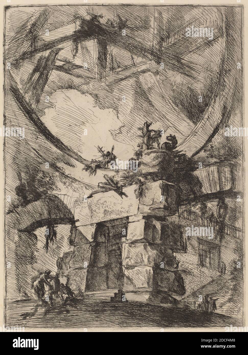 Giovanni Battista Piranesi, (artiste), Venetian, 1720 - 1778, The Giant Wheel, Carceri (première édition, première édition), (série), publié le 1749/1750, gravure, gravure Banque D'Images