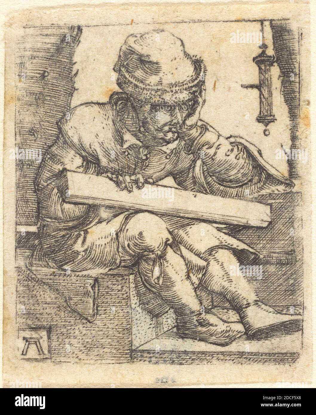 Albrecht Altdorfer, (artiste), allemand, 1480 ou avant - 1538, le pensif Carpenter, c. 1520/1530, gravure Banque D'Images