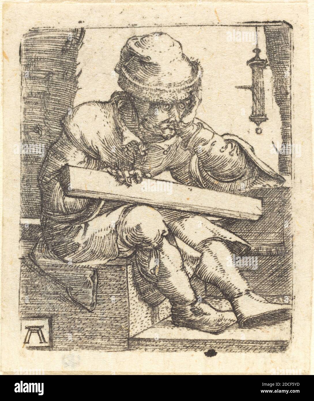 Albrecht Altdorfer, (artiste), allemand, 1480 ou avant - 1538, le pensif Carpenter, c. 1520/1530, gravure Banque D'Images