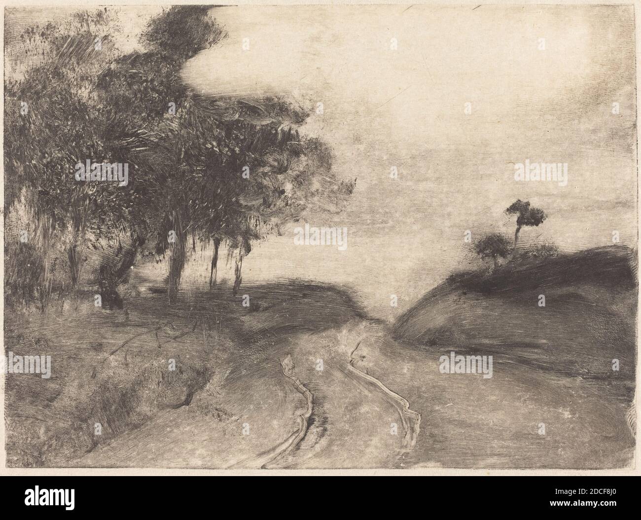 Edgar Degas, (artiste), français, 1834 - 1917, The Road (la route), ch. 1878/1880, monotype (encre noire) sur papier porcelaine, plaque: 11.7 x 16.1 cm (4 5/8 x 6 5/16 in.), feuille: 16 x 18.4 cm (6 5/16 x 7 1/4 in Banque D'Images