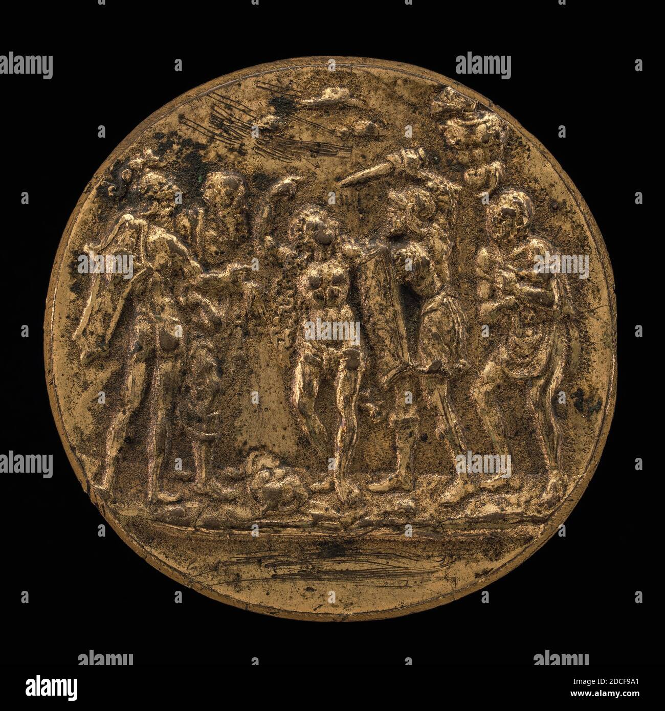 Master IO.F.F., (artiste), Bolognese, active 1468/1484, le sacrifice d'Iphigenia, deuxième moitié 15ème siècle, bronze doré, total (diamètre): 5.26 cm (2 1/16 in.), poids brut: 43.02 gr (0.095 lb Banque D'Images