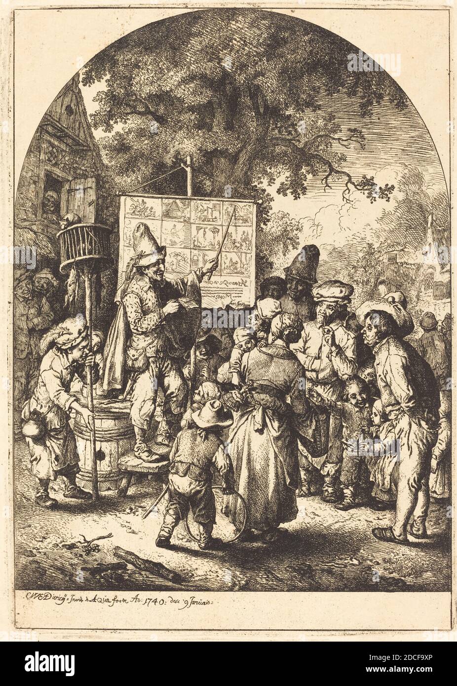 Christian Wilhelm Ernst Dietrich, (artiste), allemand, 1712 - 1774, le chanteur à la foire du pays, 1740, gravure Banque D'Images