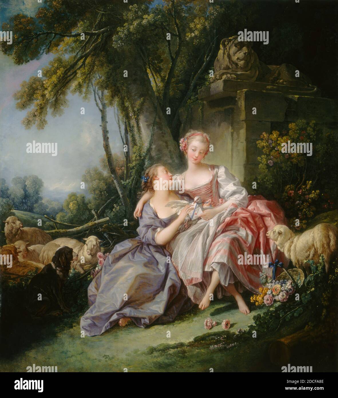 François Boucher, (artiste), français, 1703 - 1770, lettre d'amour, 1750, huile sur toile, total : 81.2 x 75.2 cm (31 15/16 x 29 5/8 po Banque D'Images