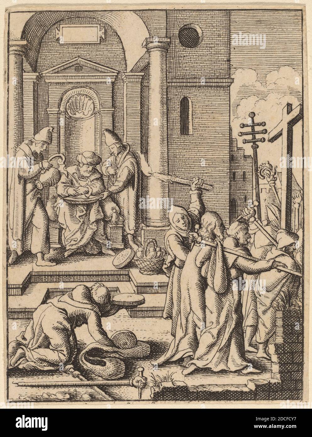 Venceslaus Hollar, (artiste), Bohême, 1607 - 1677, le lavage des mains, la passion satirique, (série), gravure Banque D'Images