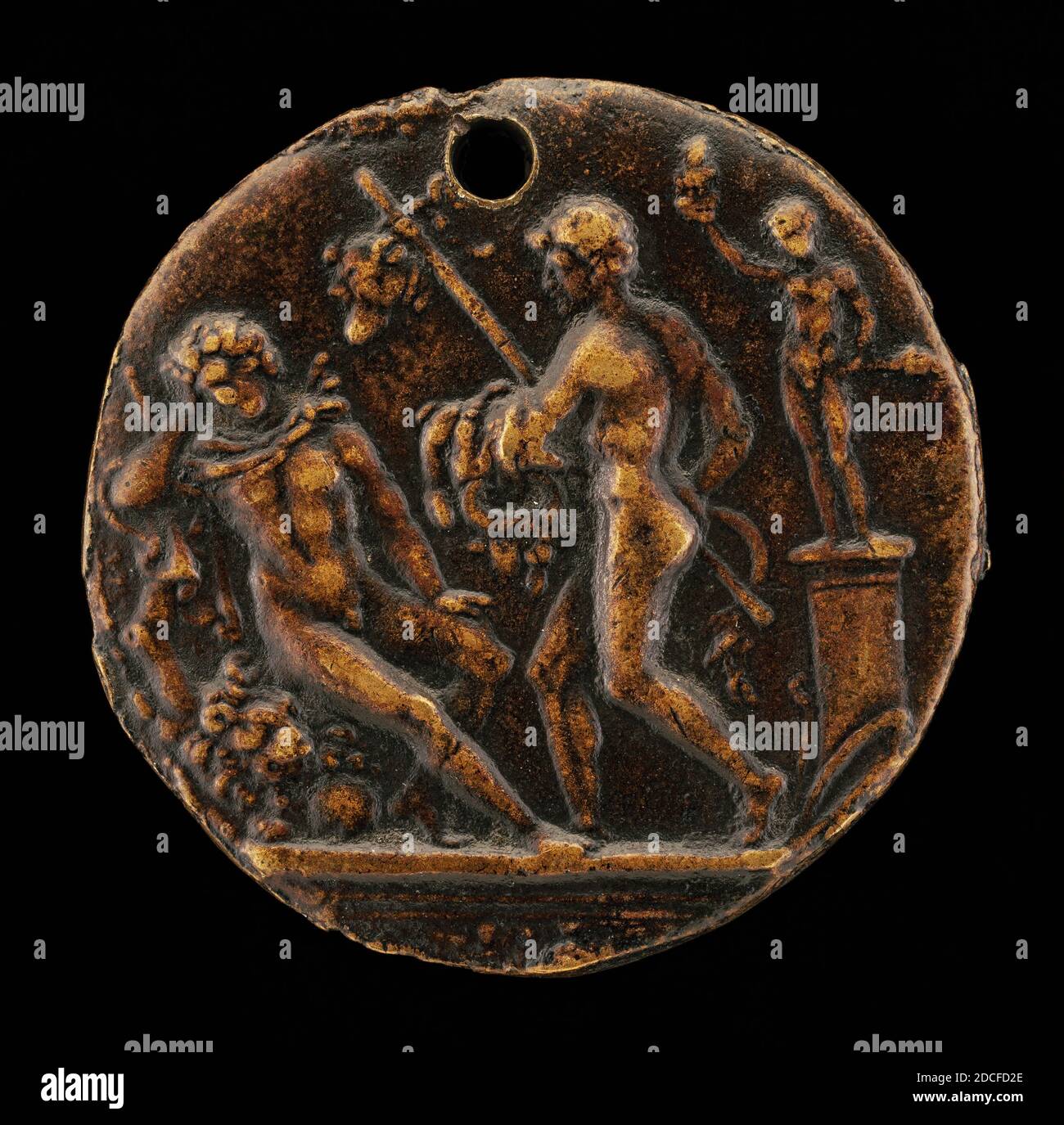 Master IO.F.F., (artiste), bolognaise, active 1468/1484, deux chasseurs, deuxième moitié XVe siècle, patine bronze/brun moyen, total (diamètre): 3.29 cm (1 5/16 po), poids brut: 12.74 gr (0.028 lb Banque D'Images