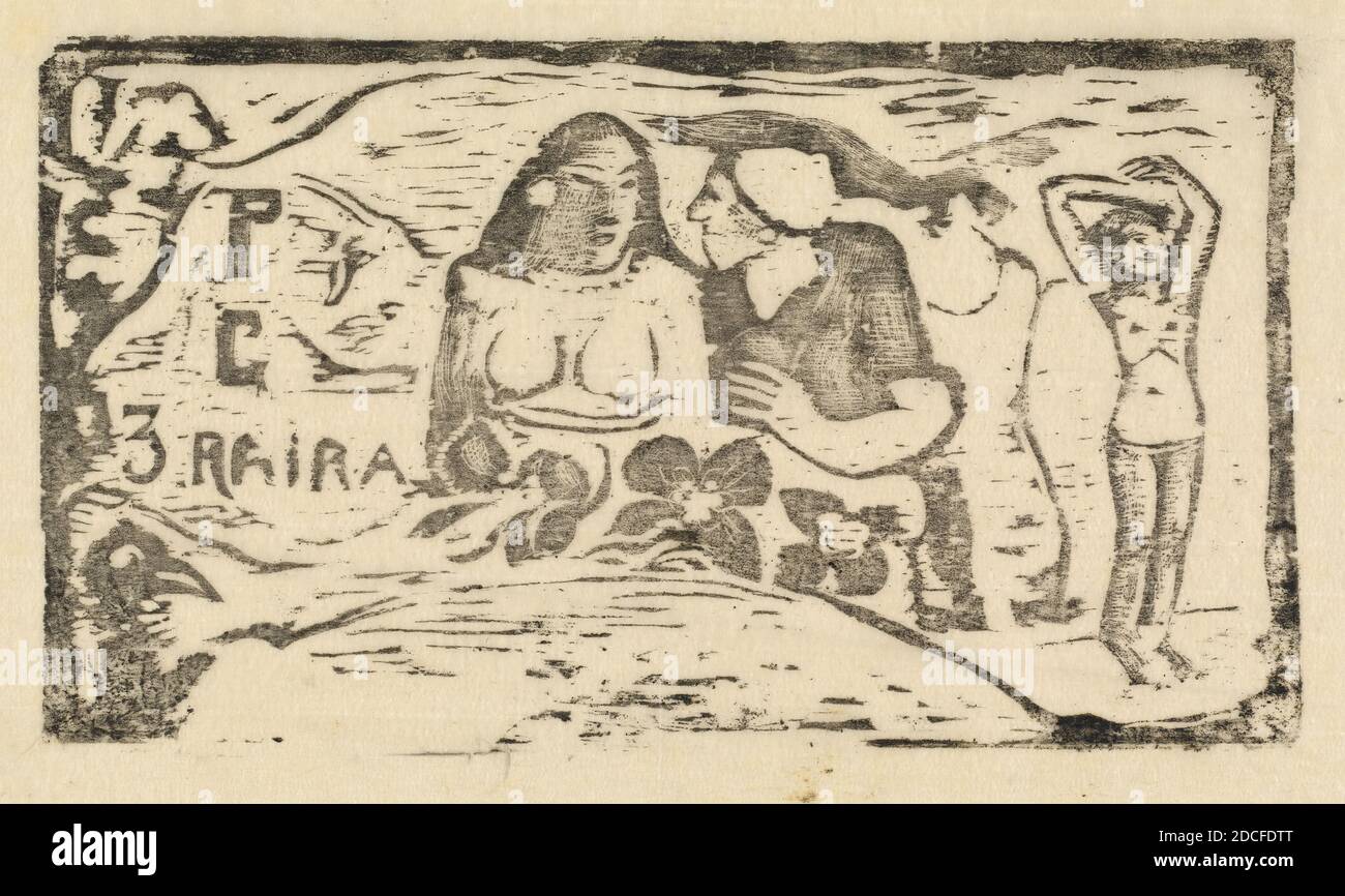 Paul Gauguin, (artiste), français, 1848 - 1903, page de titre pour le Sourire (titre du Sourire), en 1895 ou après, coupe de bois sur papier japonais Banque D'Images