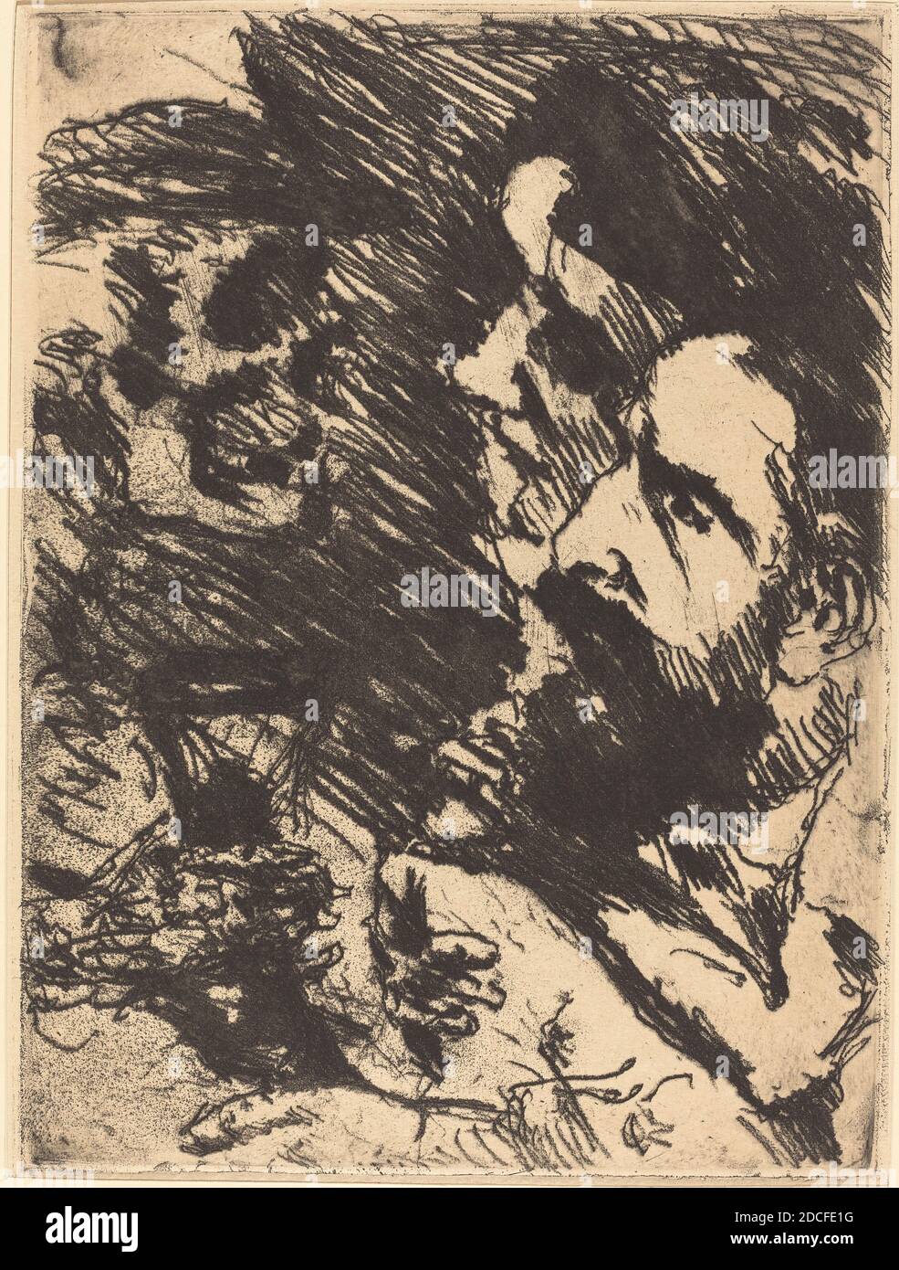 Lovis Corinth, (artiste), allemand, 1858 - 1925, Tod BEI Strucks (Death Visits the Strucks), Totentanz (danse de la mort), (série), 1921 (publié en 1922), gravure en noir sur papier vélin, plaque: 24 x 17.8 cm (9 7/16 x 7 po.), feuille: 30 x 23.7 cm (11 13/16 x 9 5/16 po), cadeau à la mémoire de Sigbert H. Marcy et en l'honneur du 50e anniversaire de la Galerie nationale d'art Banque D'Images