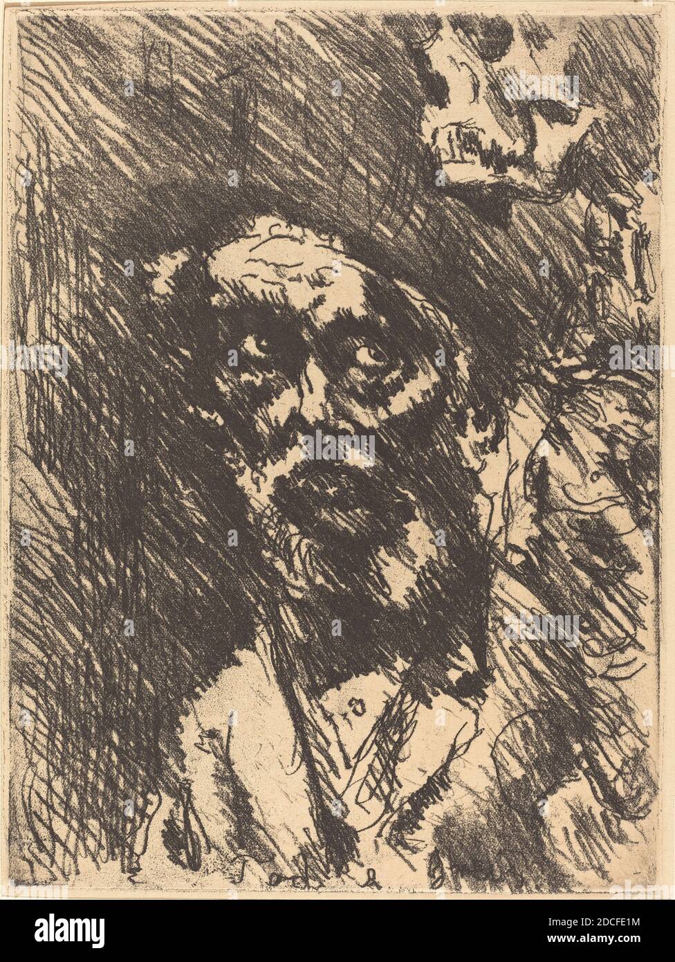 Lovis Corinth, (artiste), allemand, 1858 - 1925, Tod und Greis (Death and the Old Man), Totentanz (danse de la mort), (série), 1921 (publié en 1922), gravure en noir sur papier vélin, plaque: 23.8 x 17.6 cm (9 3/8 x 6 15/16 po.), feuille: 30 x 24 cm (11 13/16 x 9 7/16 po), cadeau à la mémoire de Sigbert H. Marcy et en l'honneur du 50e anniversaire de la Galerie nationale d'art Banque D'Images
