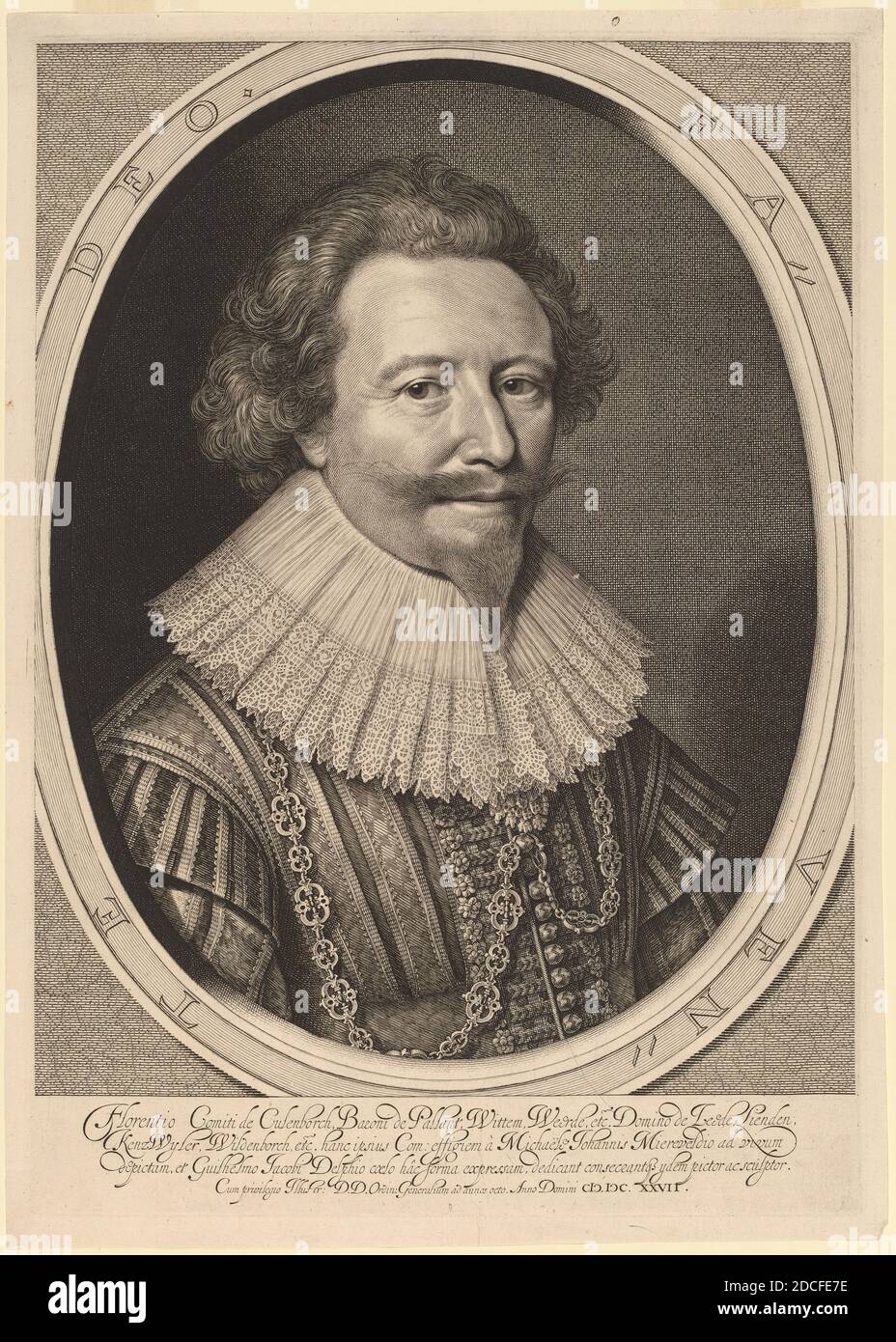 Willem Jacobsz Delff, (artiste), Néerlandais, 1580 - 1638, Michiel van Miereveld, (artiste d'après), Néerlandais, 1567 - 1641, Florent II, Comte de Pallandt, en 1627 ou après, gravure Banque D'Images