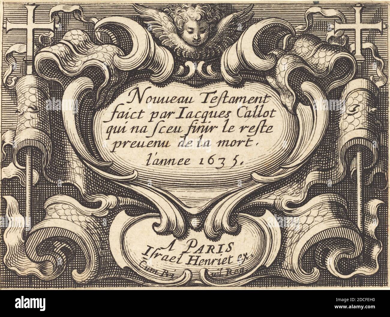 Abraham Bosse, (artiste), Français, 1602 - 1676, Frontispiece pour le Nouveau Testament de Callot, le Nouveau Testament, (série), 1635, gravure Banque D'Images