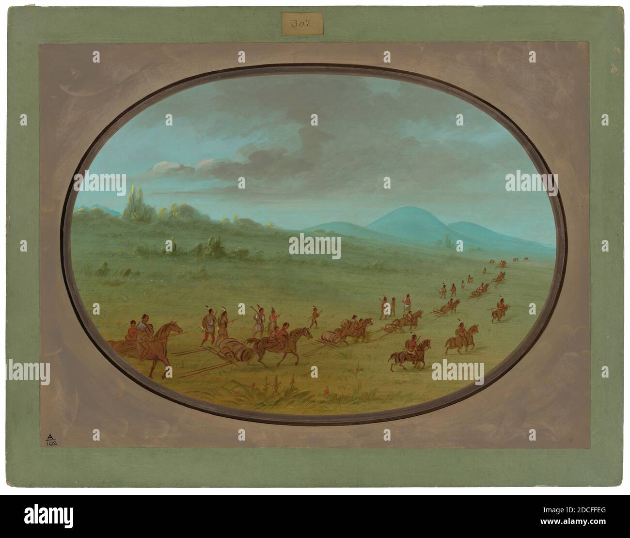 George Catlin, (artiste), américain, 1796 - 1872, Halsey's Bluff - Sioux Indians le mars 1861/1869, huile sur carte montée sur carton, total: 46.5 x 61.8 cm (18 5/16 x 24 5/16 po Banque D'Images