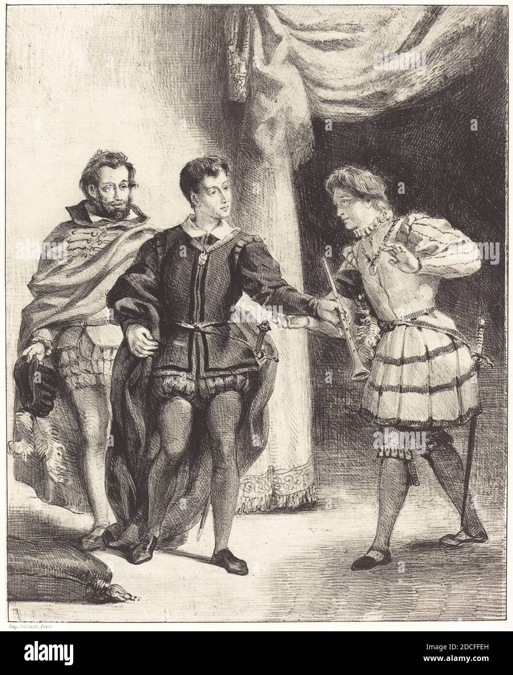 Eugène Delacroix, (artiste), français, 1798 - 1863, Hamlet et Guildenstern (Act III, scène II), Hamlet de Shakespeare, (série), 1834/1843, lithographie Banque D'Images