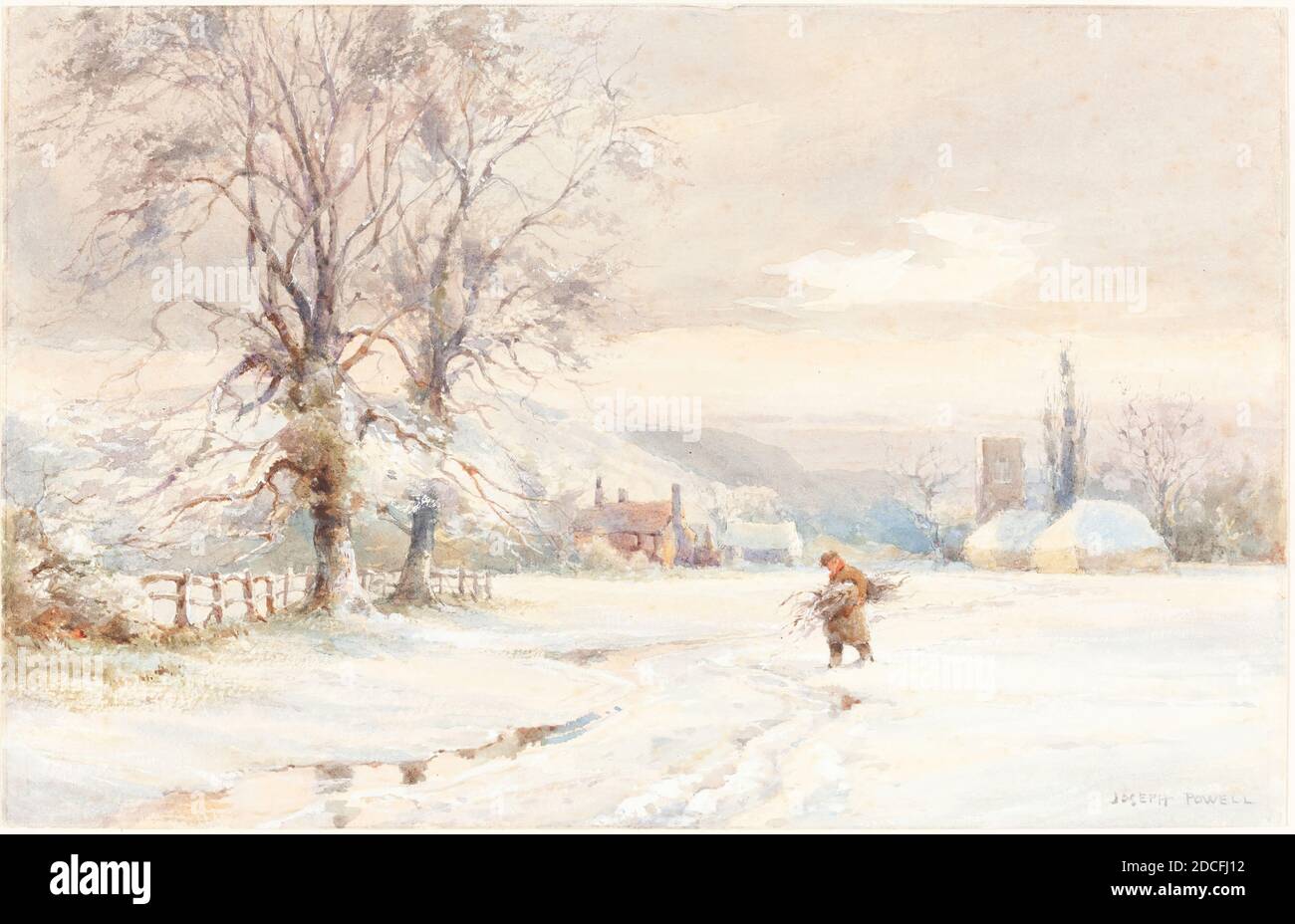 Joseph Rubens Powell, (artiste), Britannique, active 1835/1871, hiver, aquarelle et gouache sur graphite sur papier vélin, total: 18 x 28.2 cm (7 1/16 x 11 1/8 po Banque D'Images