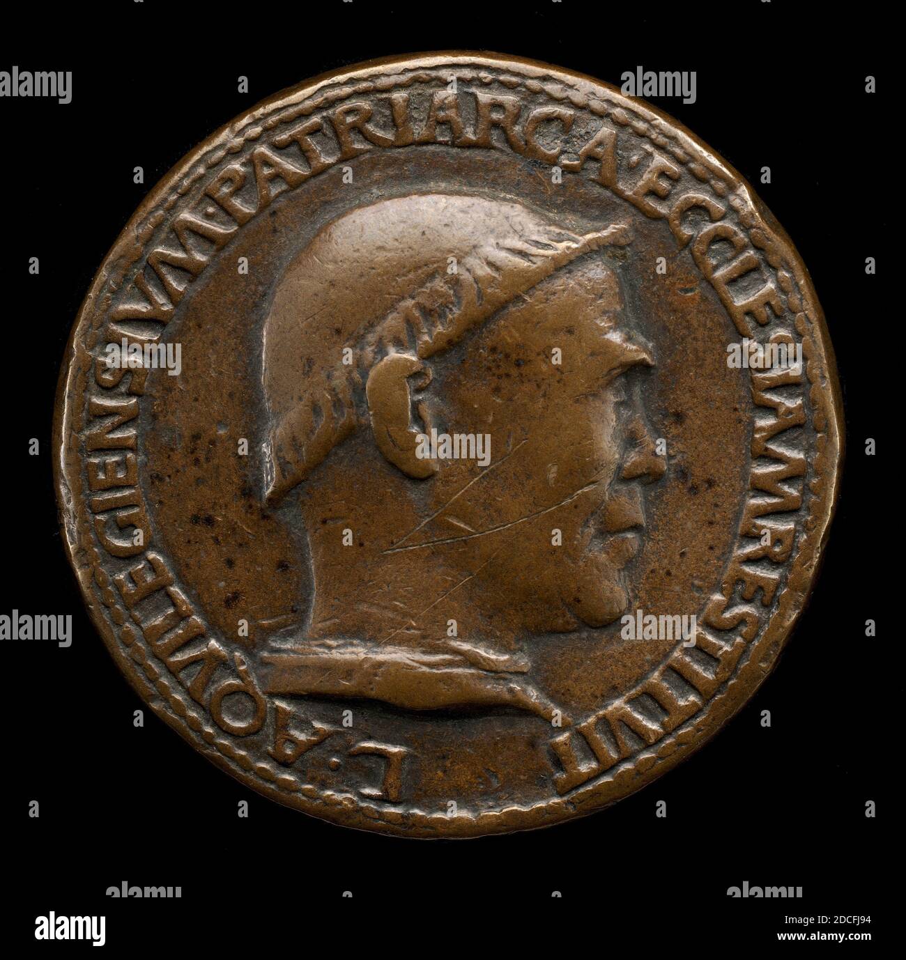 Cristoforo di Geremia, (artiste), romain, actif 1456 - 1476, Lodovico Scarampi (Mezzarota), mort 1465, Patriarche d'Aquileia 1444, bronze, total (diamètre): 3.94 cm (1 9/16 in.), poids brut: 36.9 gr (0.081 lb.), axe: 12:00 Banque D'Images