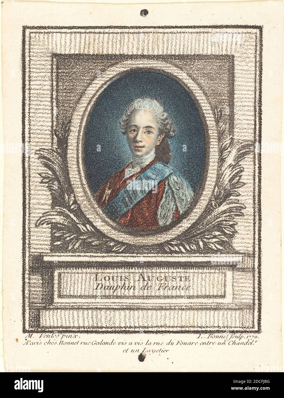 Louis-Marin Bonnet, (artiste), français, 1736 - 1793, Louis Michel Van Loo, (artiste d'après), français, 1707 - 1771, Louis-Auguste, Dauphin de France, 1770, craie Banque D'Images