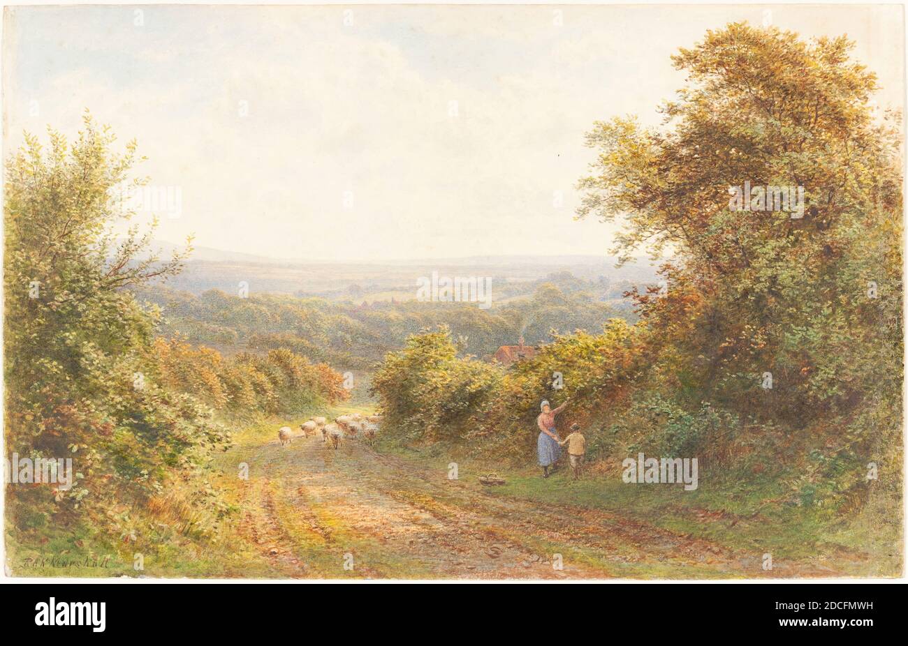 Roberto Angelo Kittermaster Marshall, (artiste), britannique, 1849 - 1902 ou après, Squirrel Lane, près de Magham Down, Sussex, aquarelle sur papier vélin, taille de la vue : 22.5 x 33.9 cm (8 7/8 x 13 3/8 po Banque D'Images