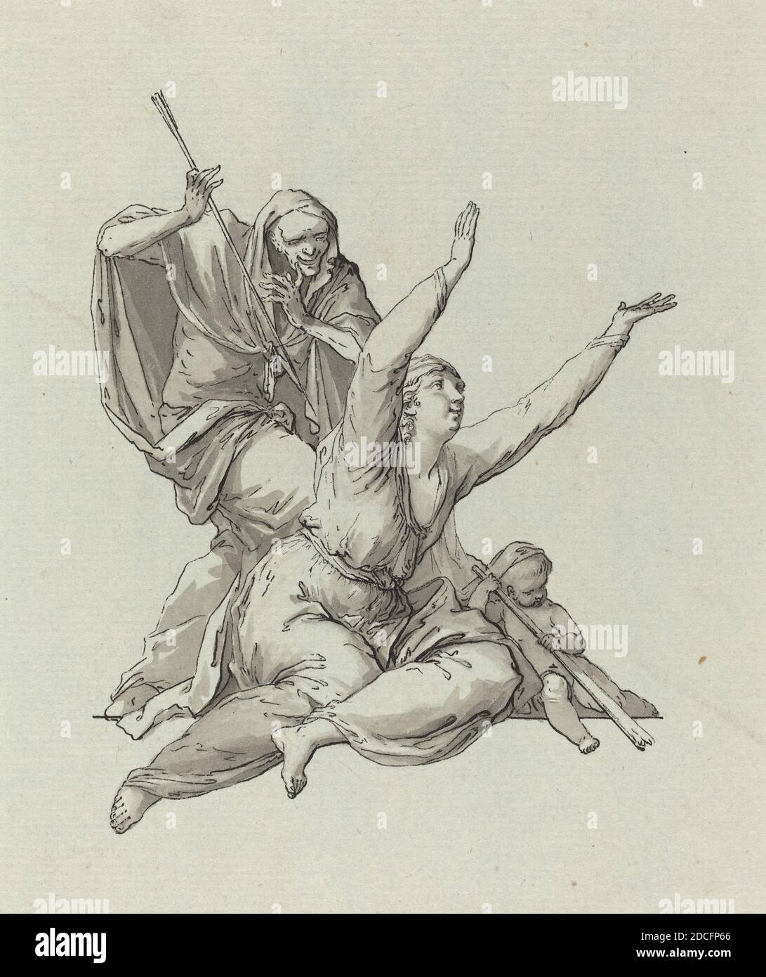 Carl Gotthard Langhans, (artiste), allemand, 1732 - 1808, mort traquant une femme, stylo et encre noire avec lavage gris sur papier ponté, feuille: 22.8 x 19.1 cm (9 x 7 1/2 po Banque D'Images