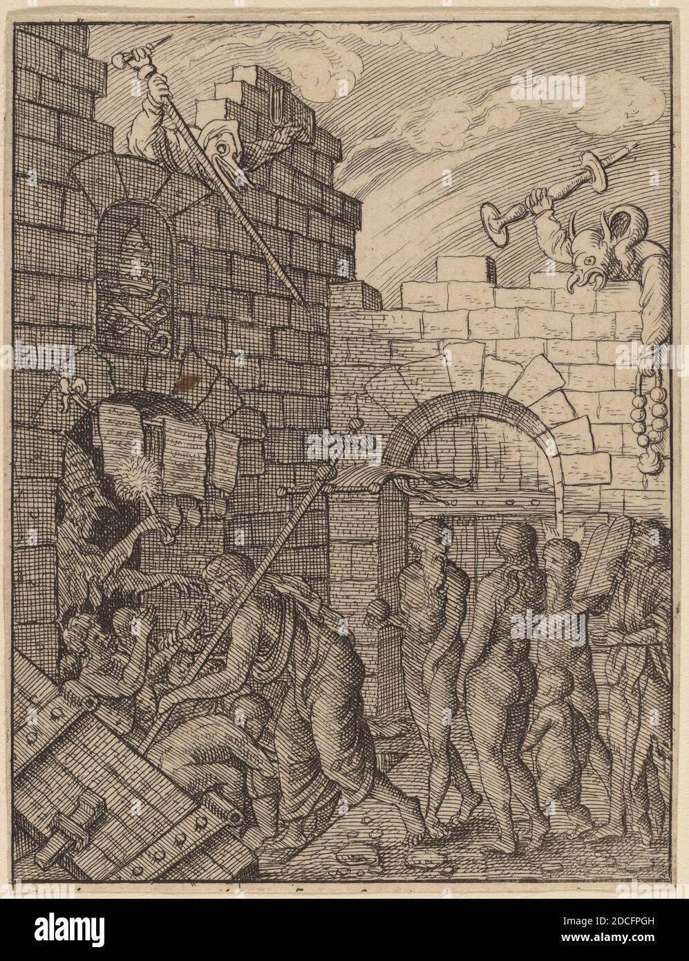Venceslaus Hollar, (artiste), Bohemian, 1607 - 1677, descente en Enfer, la passion satirique, (série), gravure Banque D'Images