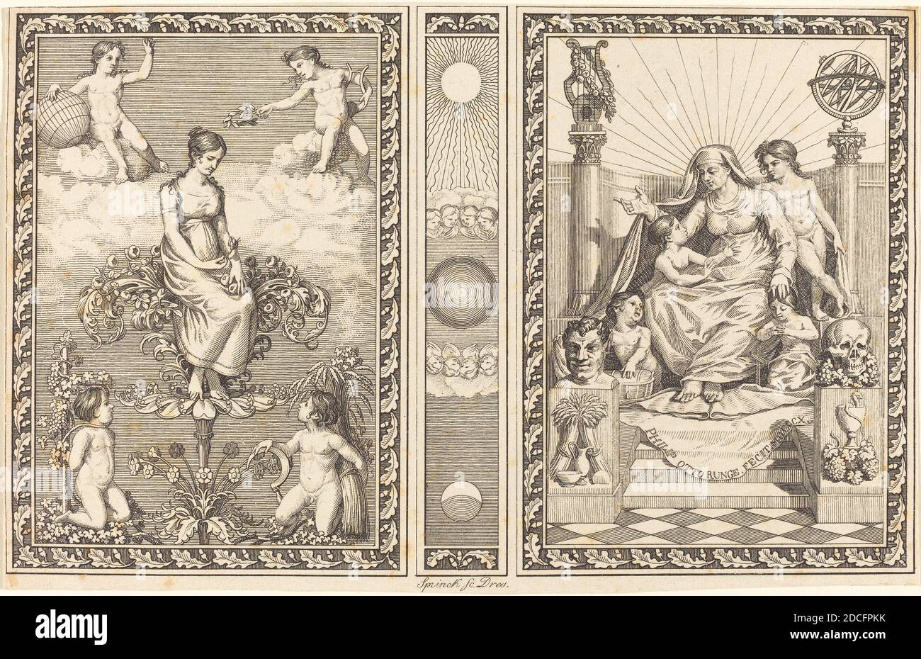 Philipp Otto Runge, (artiste), allemand, 1777 - 1810, Design for Calendar, gravure Banque D'Images