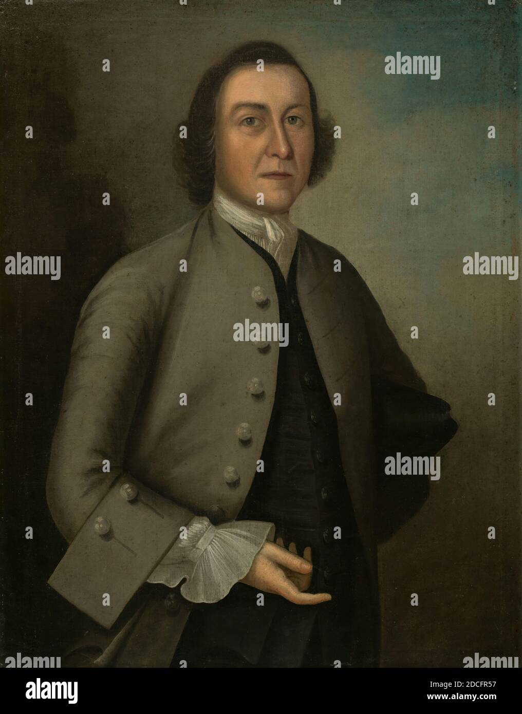 Joseph Badger, (peintre), américain, 1708 - 1765, Dr William Foster, 1755, huile sur toile, total : 90.8 x 71.4 cm (35 3/4 x 28 1/8 po), encadré : 104.5 x 84.5 x 5.4 cm (41 1/8 x 33 1/4 x 2 1/8 po Banque D'Images