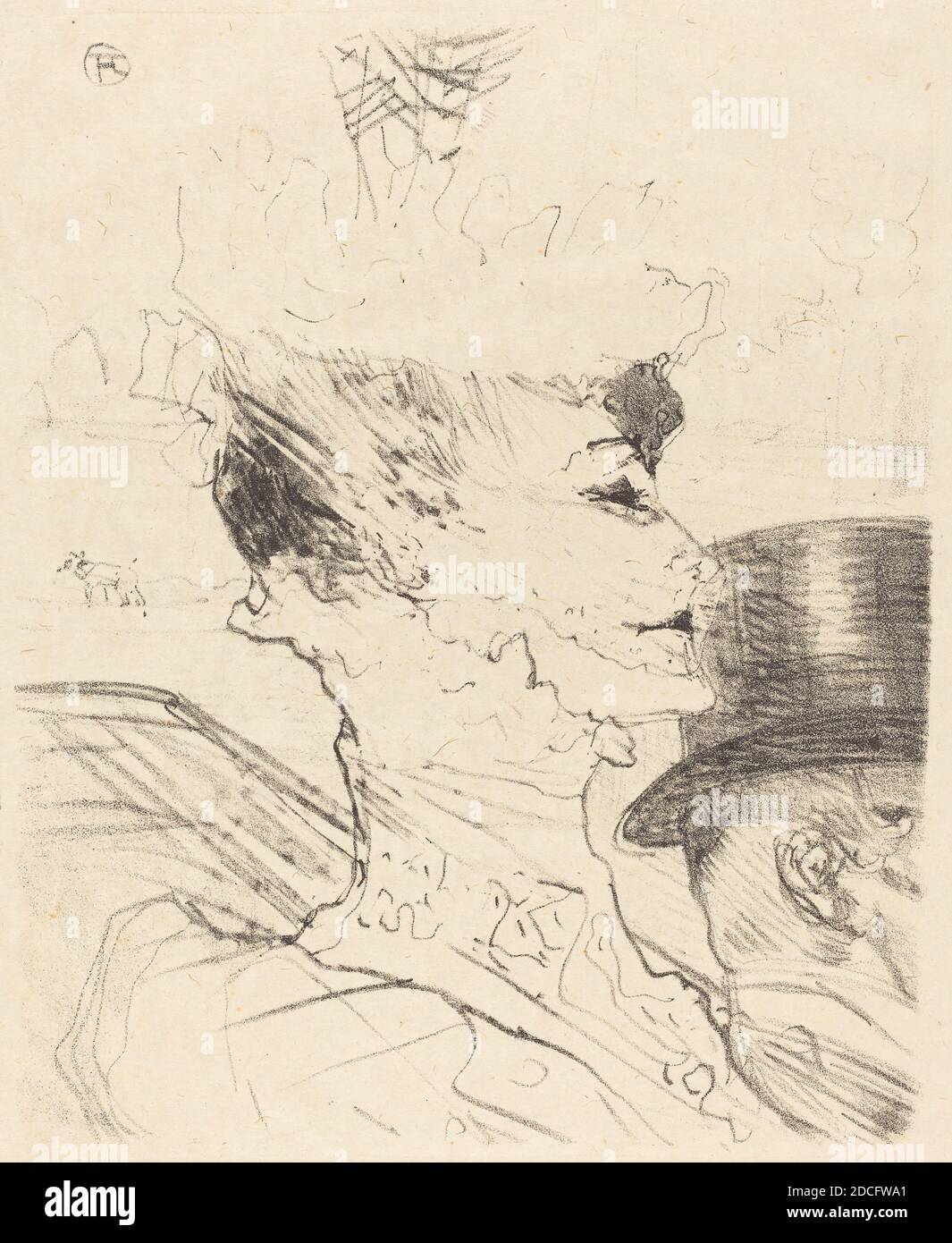 Henri de Toulouse-Lautrec, (artiste), français, 1864 - 1901, Yvette Guilbert?, Portraits d'acteurs et actrices, (série), 1896, lithographie en noir sur papier oriental Banque D'Images