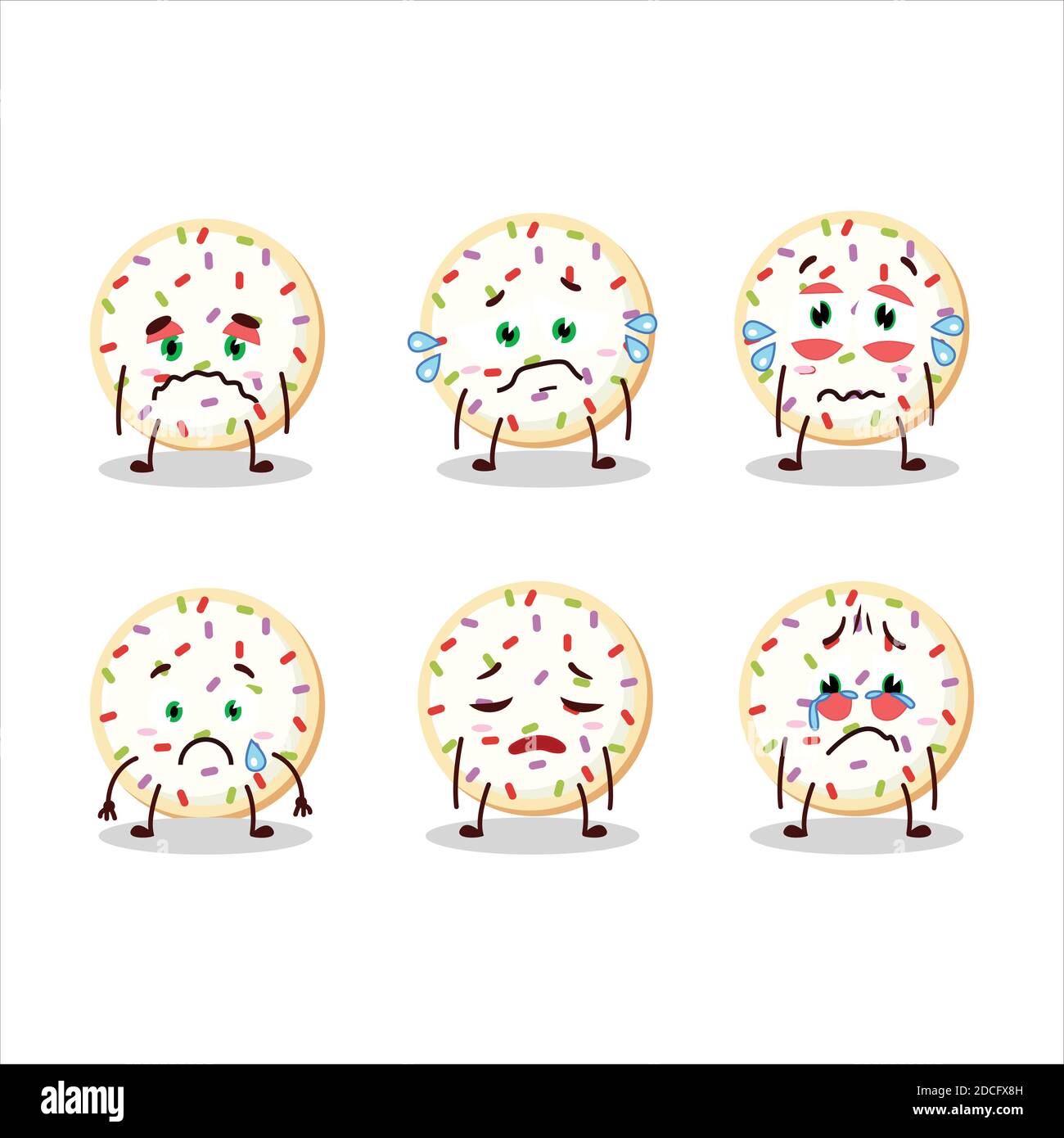 Sucre cookies personnage de dessin animé avec une expression triste. Illustration vectorielle Illustration de Vecteur