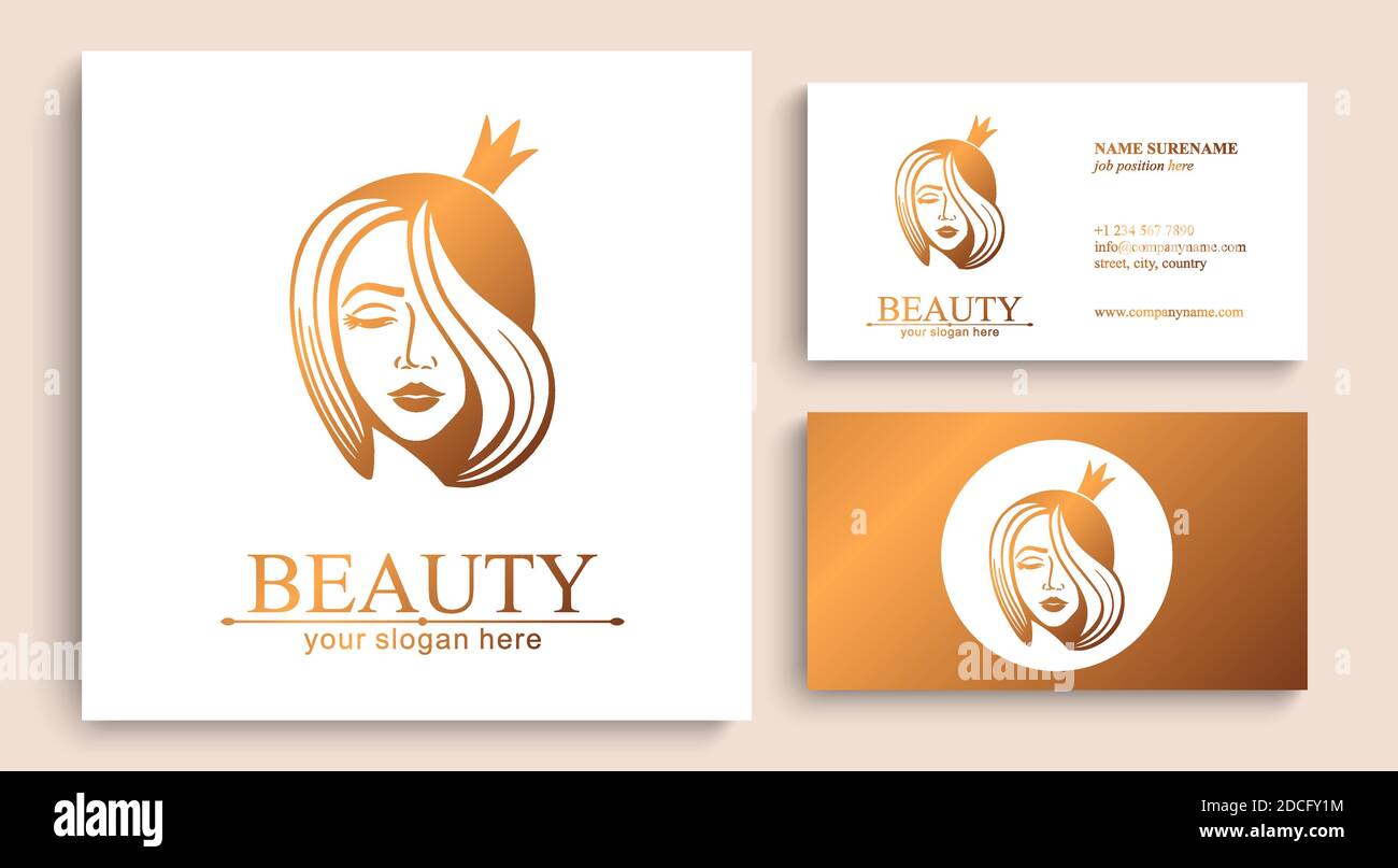 Logo Woman face. Princesse avec couronne. Emblème d'un salon de beauté ou de yoga. Style d'harmonie et de beauté. Illustration vectorielle Illustration de Vecteur