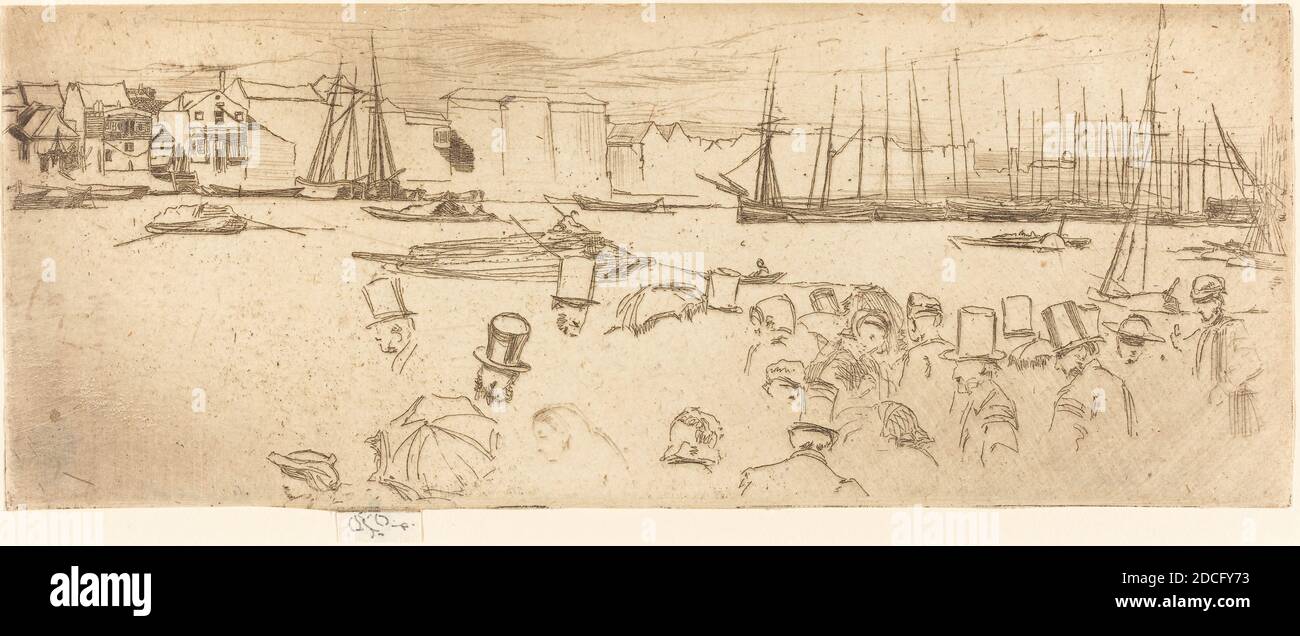 James McNeill Whistler, (artiste), cuisine américaine, 1834 - 1903, The Penny Boat, 1859, gravure, feuille (à l'intérieur de la marque de l'assiette) : 8.57 x 20.64 cm (3 3/8 x 8 1/8 po Banque D'Images