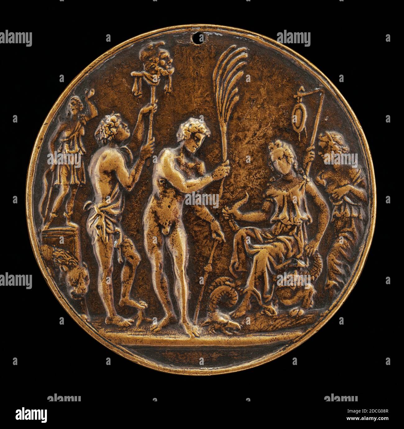 Master IO.F.F., (artiste), Bolognese, active 1468/1484, allégorical Scene-sacrifice à Diana, deuxième moitié 15ème siècle, bronze/patine marron clair, total (diamètre): 5.68 cm (2 1/4 in.), poids brut: 44.64 gr (0.098 lb Banque D'Images