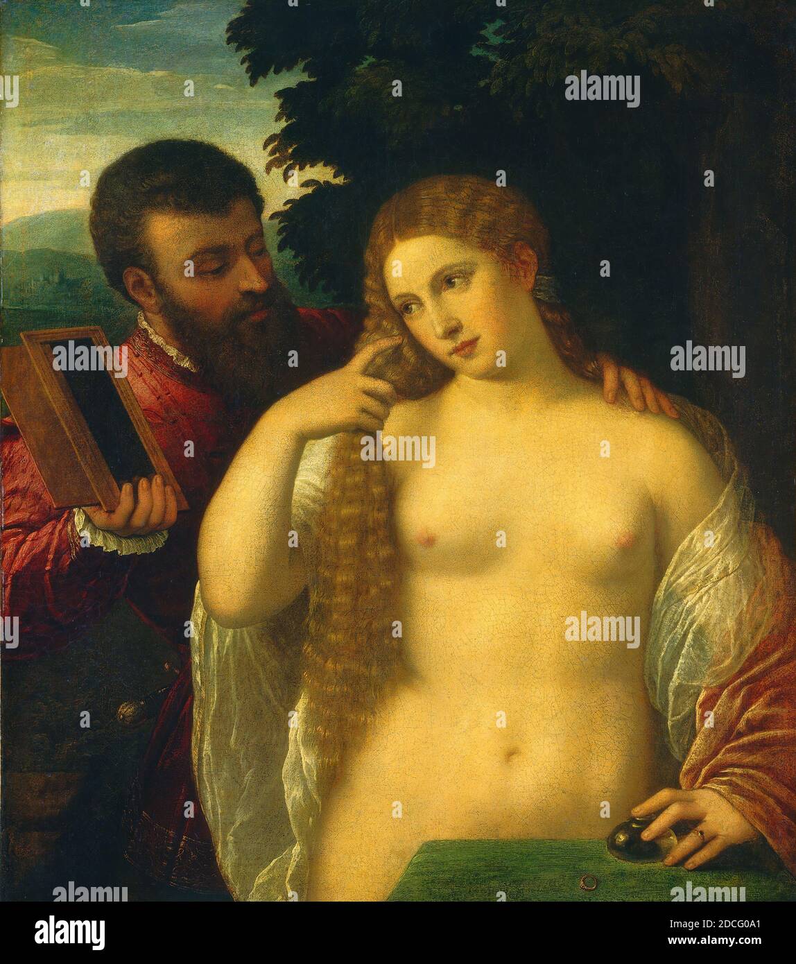Italien du XVe/XVIe siècle, (peintre), Titien, (artiste apparenté), vénitien, 1488/1490 - 1576, Allegory of Love, c. 1520/1540, huile sur toile, hors tout : 91.4 x 81.9 cm (36 x 32 1/4 po Banque D'Images