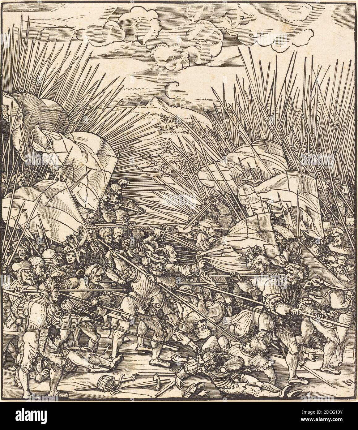 Hans Leonard Schäufeein, (artiste), allemand, c. 1480/1485 - 1538/1540, bataille de Cividale, 'Weisskonig' de Treitzsaurwein, (série), coupe de bois Banque D'Images