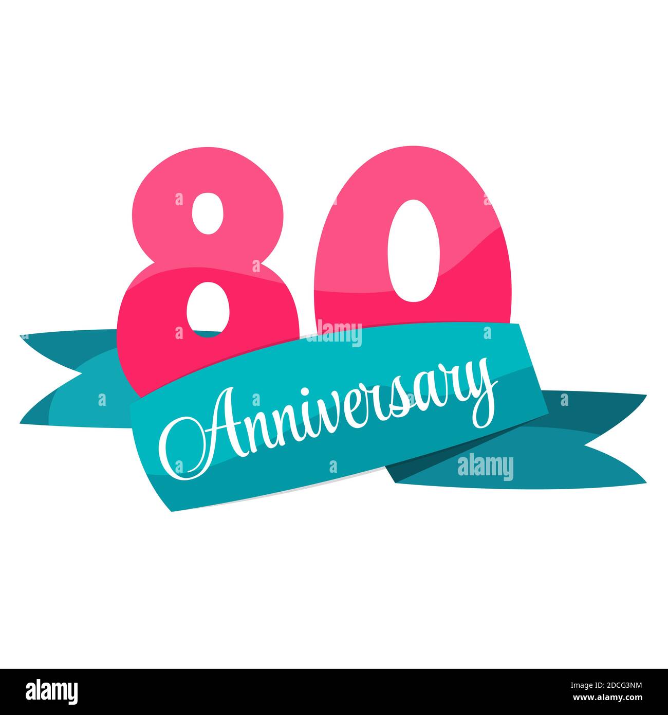 Illustration de l'affiche d'anniversaire de 80 ans de Cute Template Banque D'Images