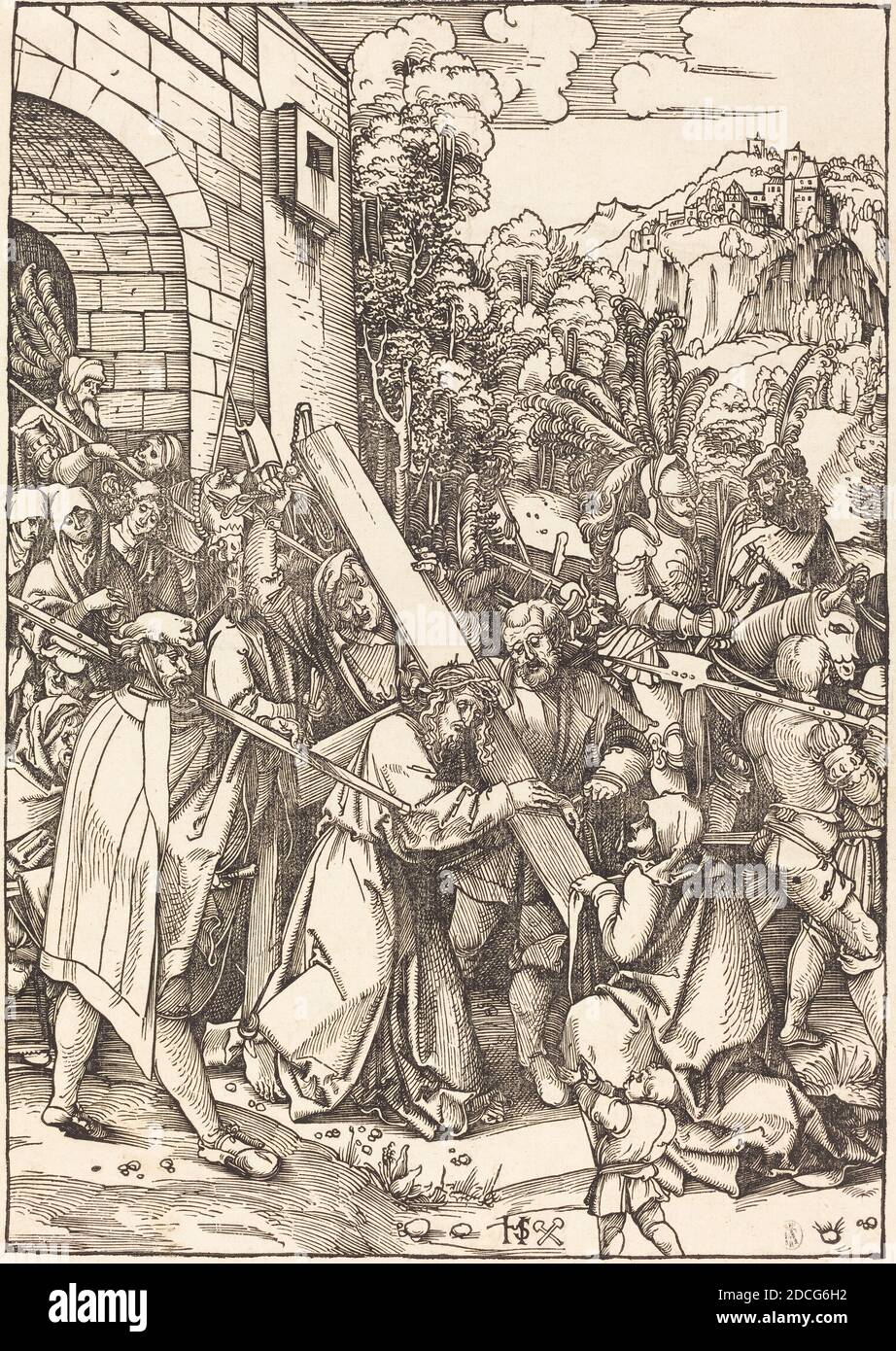 Hans Leonard Schäufeein, (artiste), allemand, c. 1480/1485 - 1538/1540, Christ portant la Croix, coupe de bois Banque D'Images