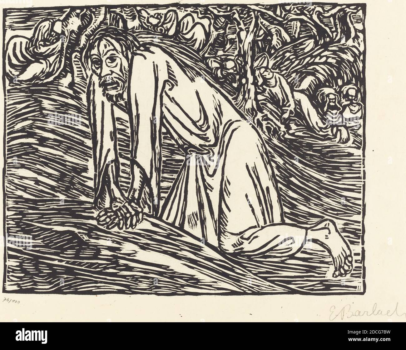 Ernst Barlach, (artiste), allemand, 1870 - 1938, Christ in Gethsemane, 1919, coupe de bois Banque D'Images