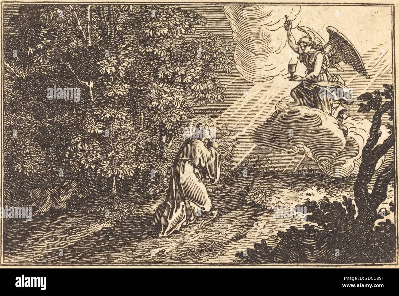 Français XVIIe siècle, (artiste), Sébastien le Clerc I, (artiste après), français, 1637 - 1714, Christ priant sur le Mont des oliviers, passion du Christ : pl.3, (série), gravure Banque D'Images