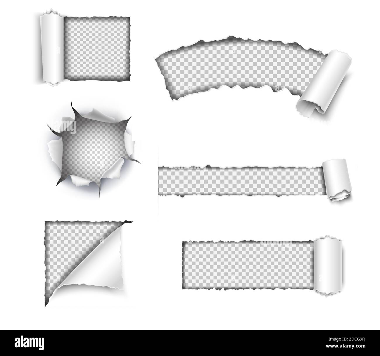 collection 3d réaliste de feuilles de papier déchirées sur fond blanc, modèle avec espace pour le texte. Illustration de Vecteur