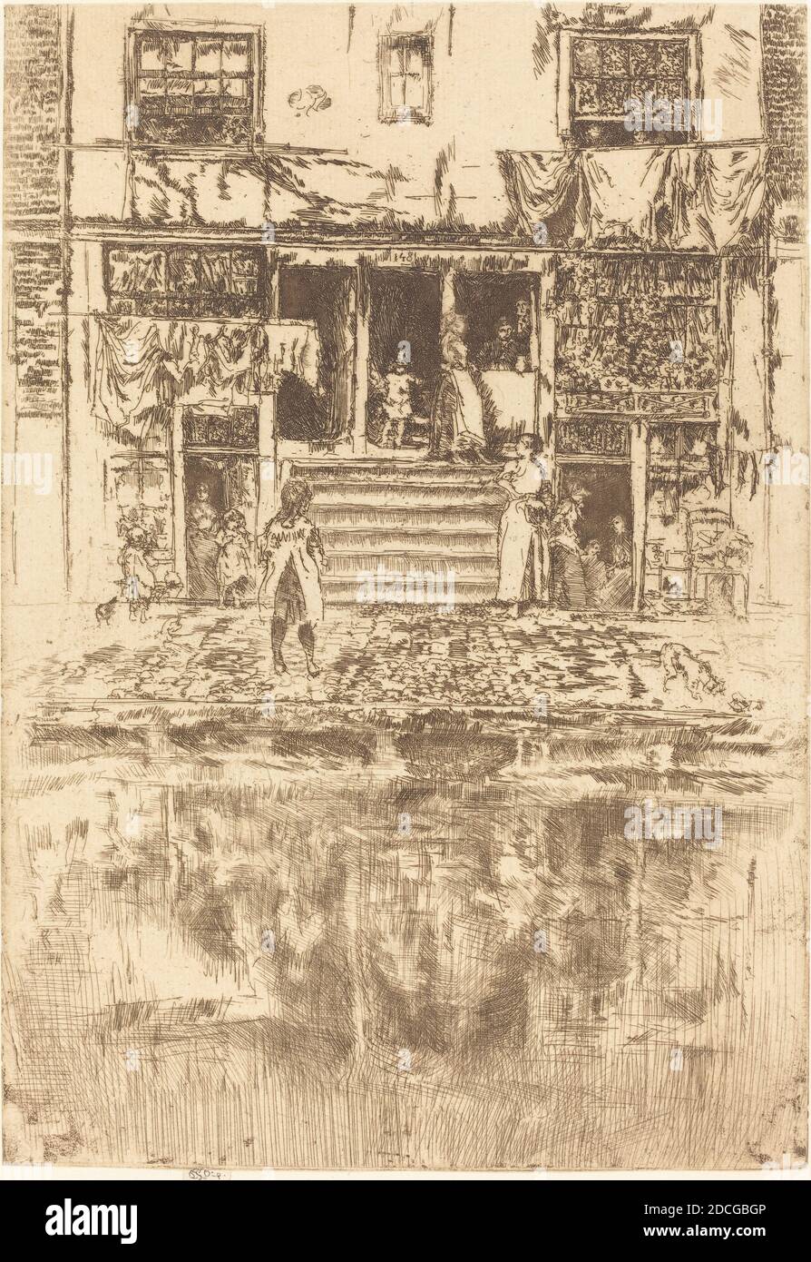 James McNeill Whistler, (artiste), cuisine américaine, 1834 - 1903, Steps, Amsterdam, 1889, gravure et point sec en marron, feuille (découpée au marquage de la plaque) : 23.7 x 16.4 cm (9 5/16 x 6 7/16 po Banque D'Images