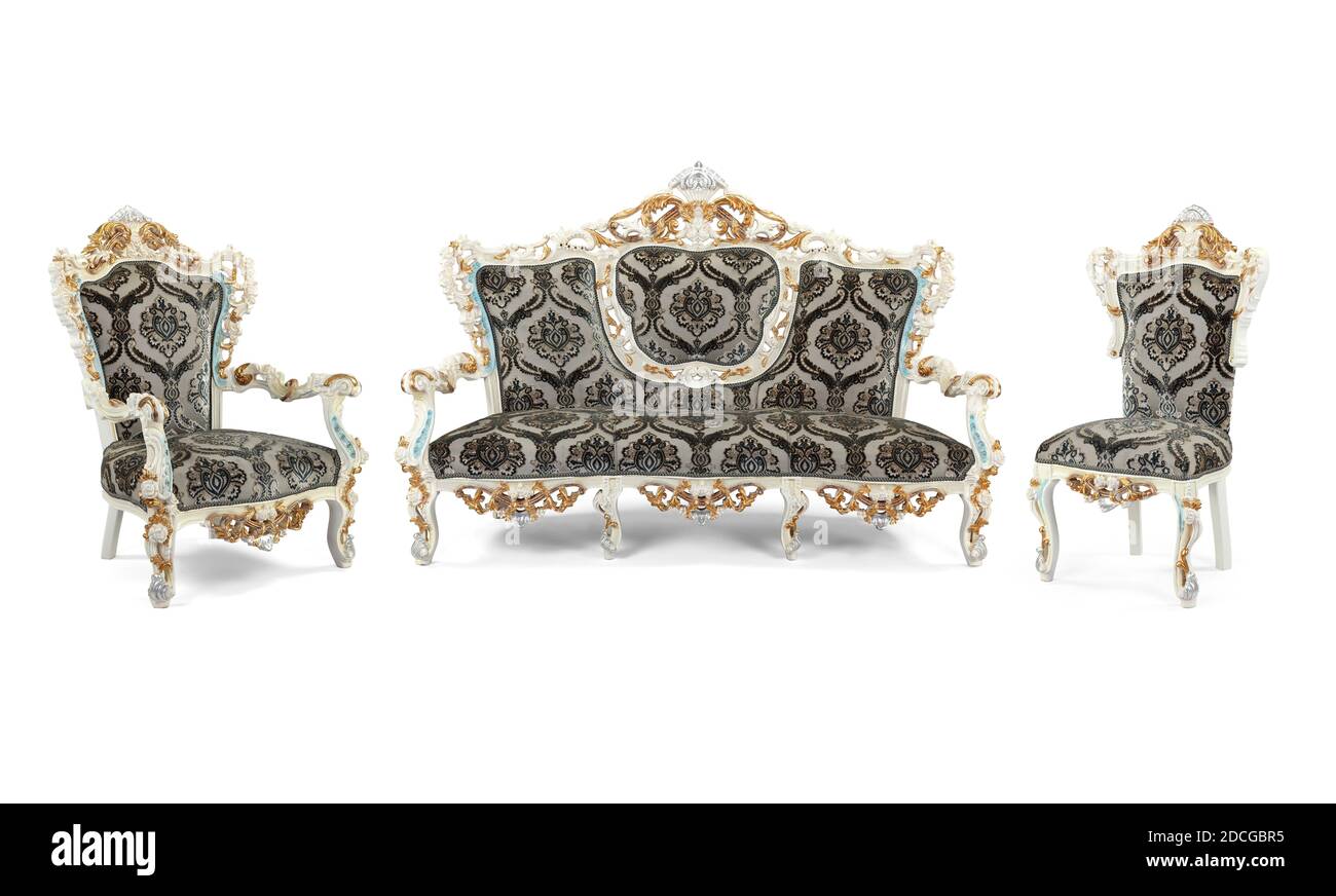 Mobilier classique isolé sur fond blanc Banque D'Images