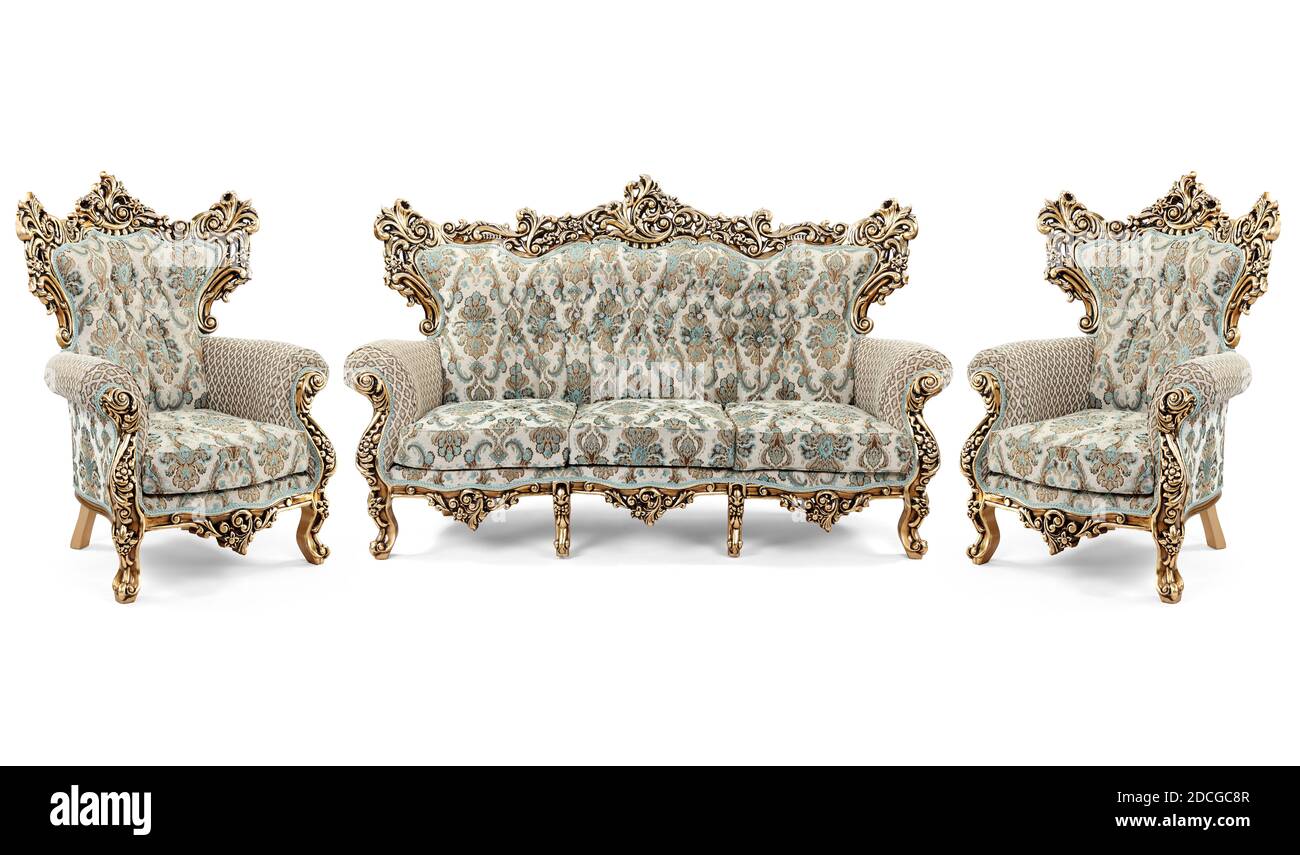Mobilier classique isolé sur fond blanc Banque D'Images