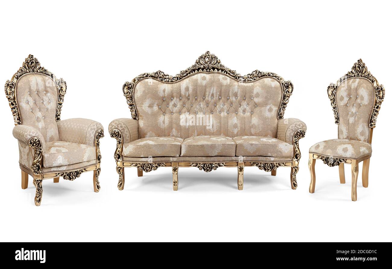 Mobilier classique isolé sur fond blanc Banque D'Images