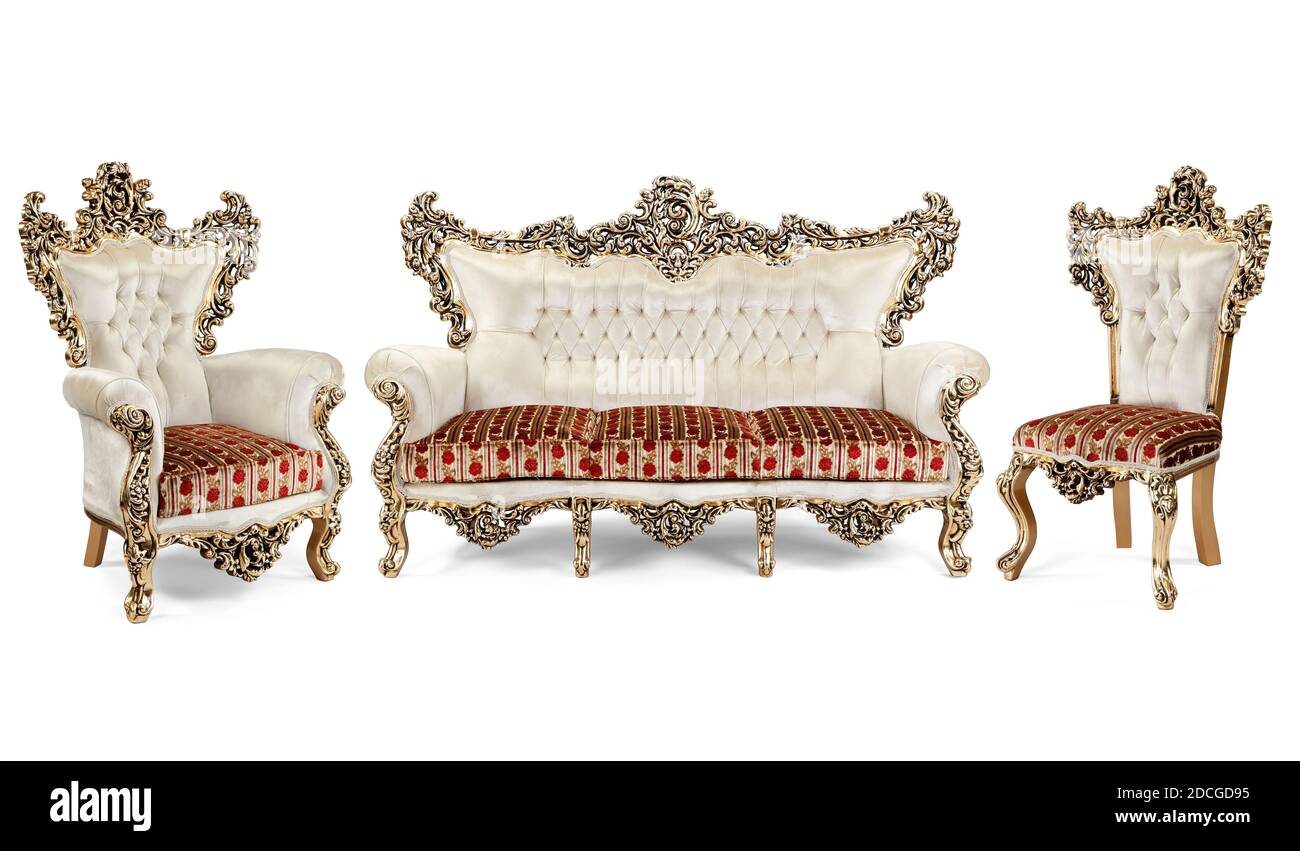 Mobilier classique isolé sur fond blanc Banque D'Images