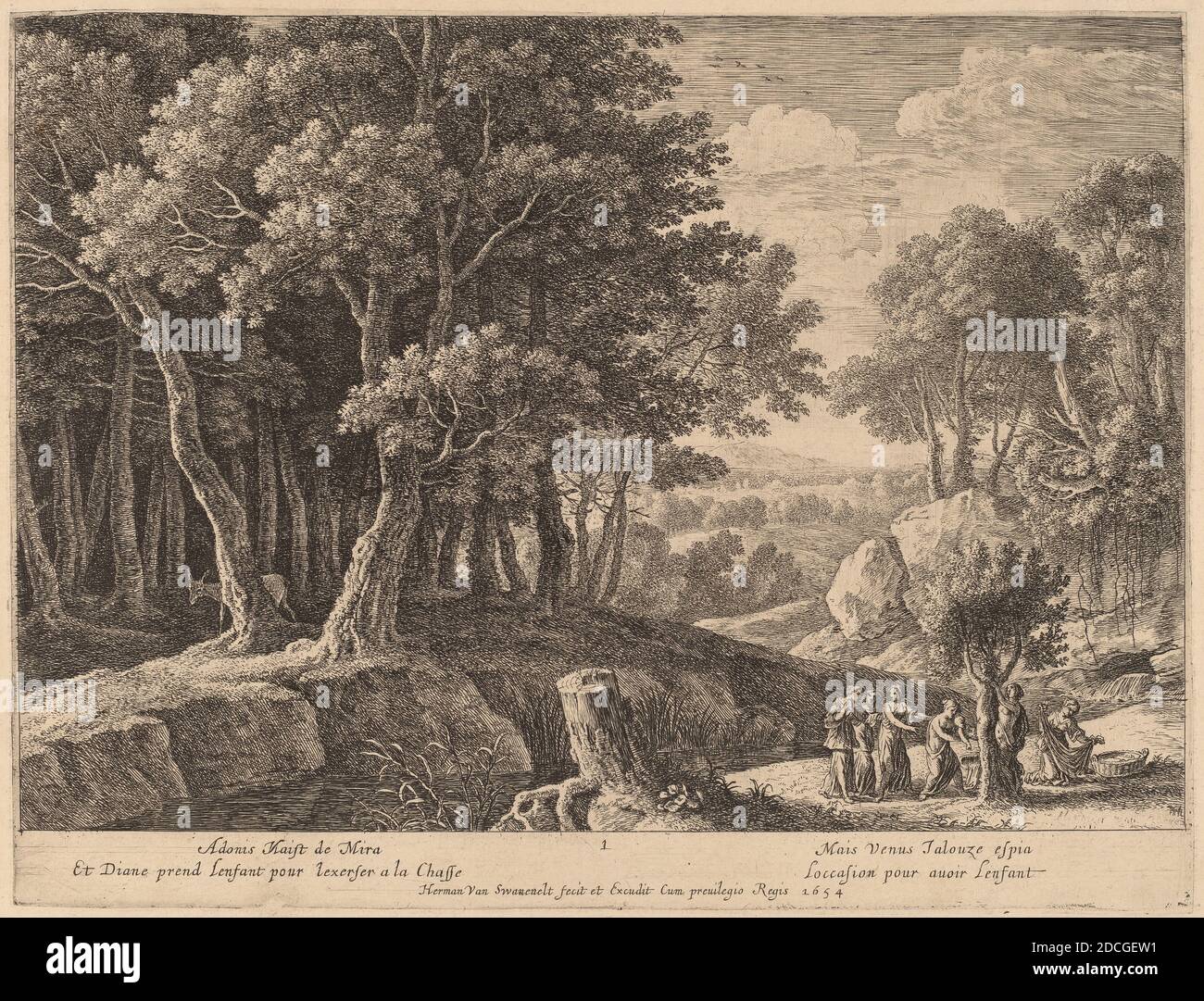 Herman van Swanevelt, (artiste), Néerlandais, c. 1600 - 1655, naissance d'Adonis, l'histoire d'Adonis, (série), gravure Banque D'Images