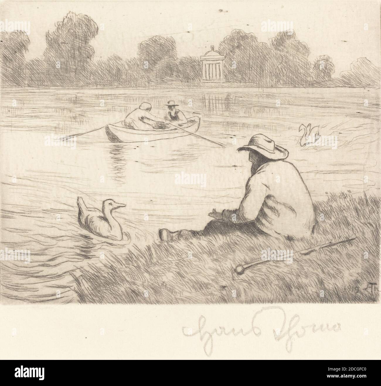 Hans Thoma, (artiste), allemand, 1839-1924, Calm excursion, 1919, gravure Banque D'Images