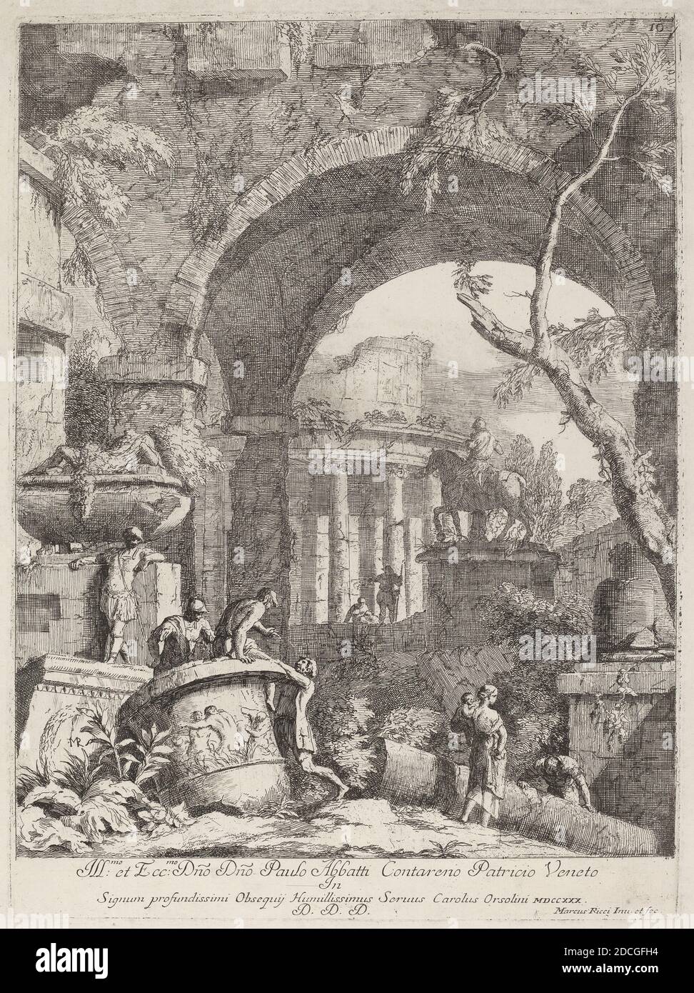 Marco Ricci, (artiste), Venetian, 1676 - 1729, Capriccio : ruines, gravure Banque D'Images