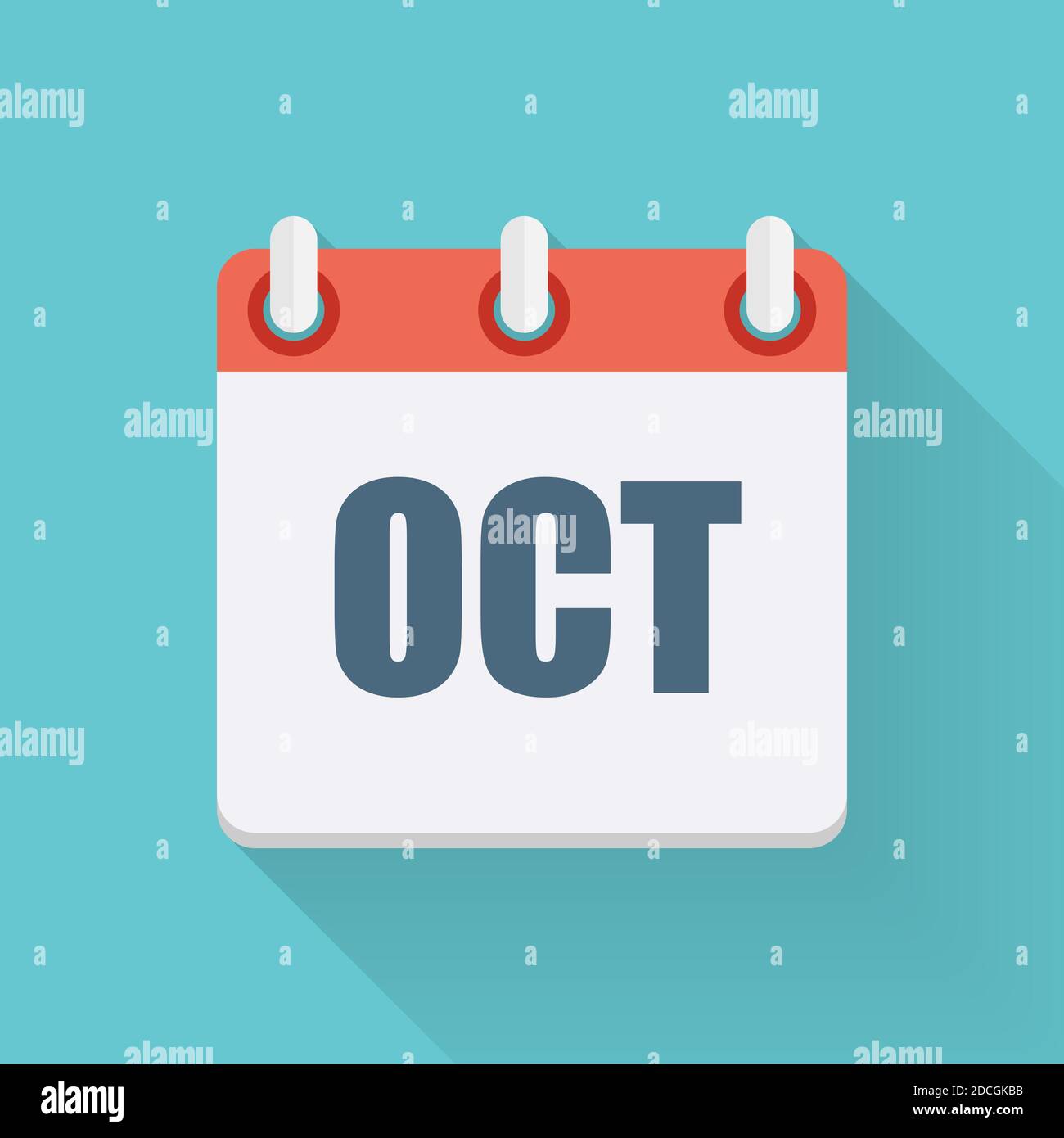 Dates d'octobre icône plate avec ombre longue. Illustration Banque D'Images