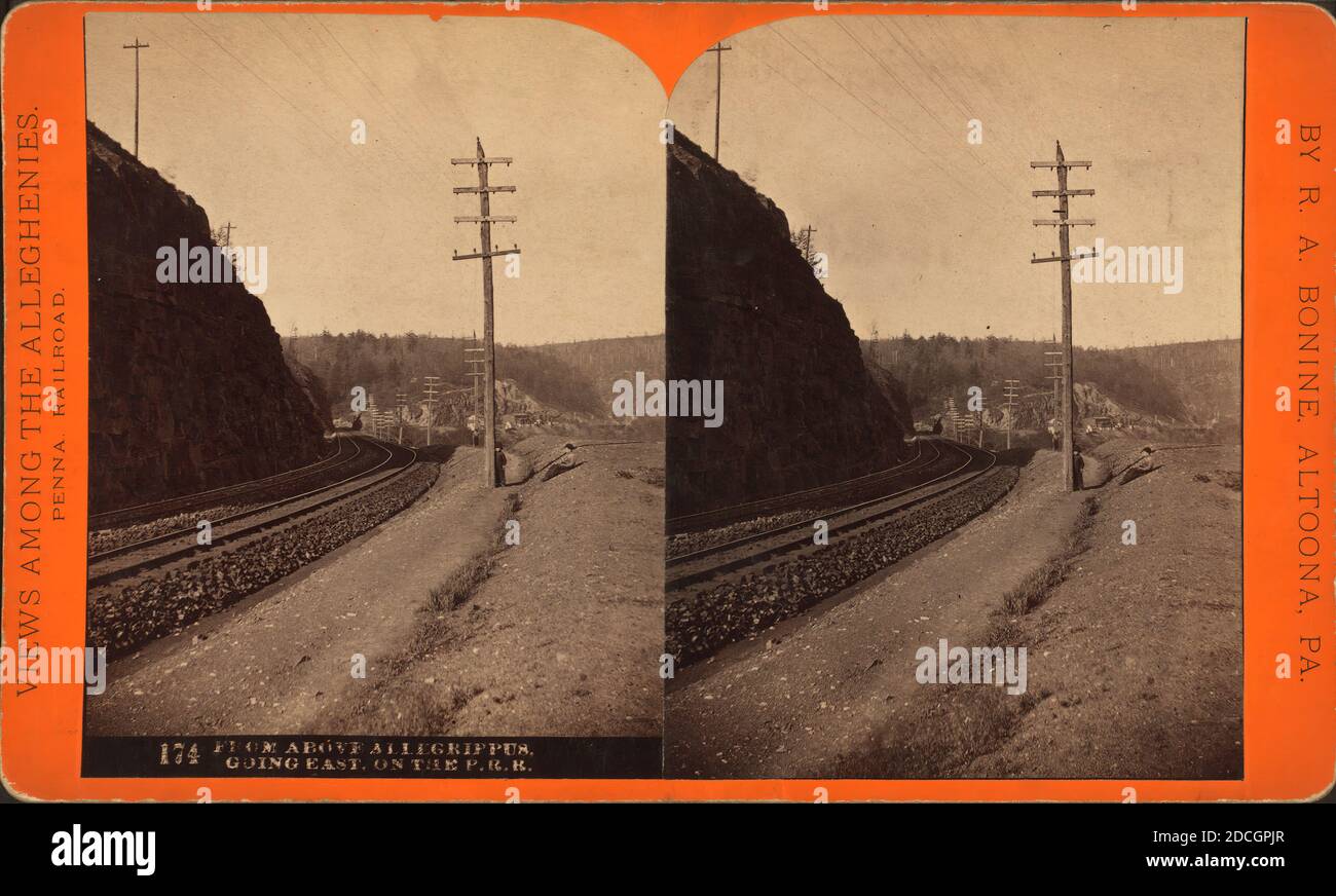 De ce qui précède Allegrippus, allez vers l'est sur P. R. R., Bonine, R. A., Pennsylvania Railroad, Pennsylvania, Allegheny Mountains Banque D'Images